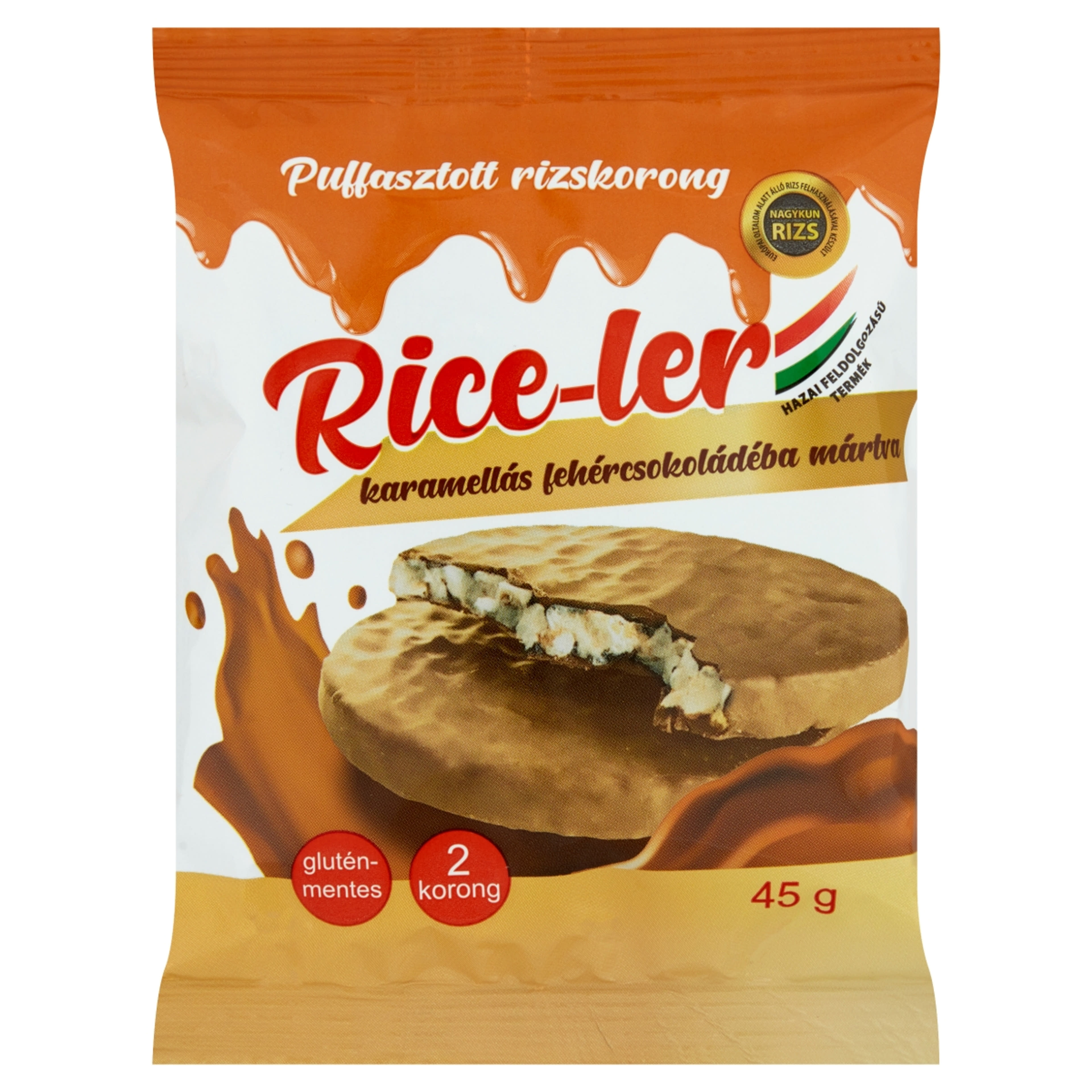 Rice-ler puffasztott rizskorong karamellás fehércsokival - 45 g