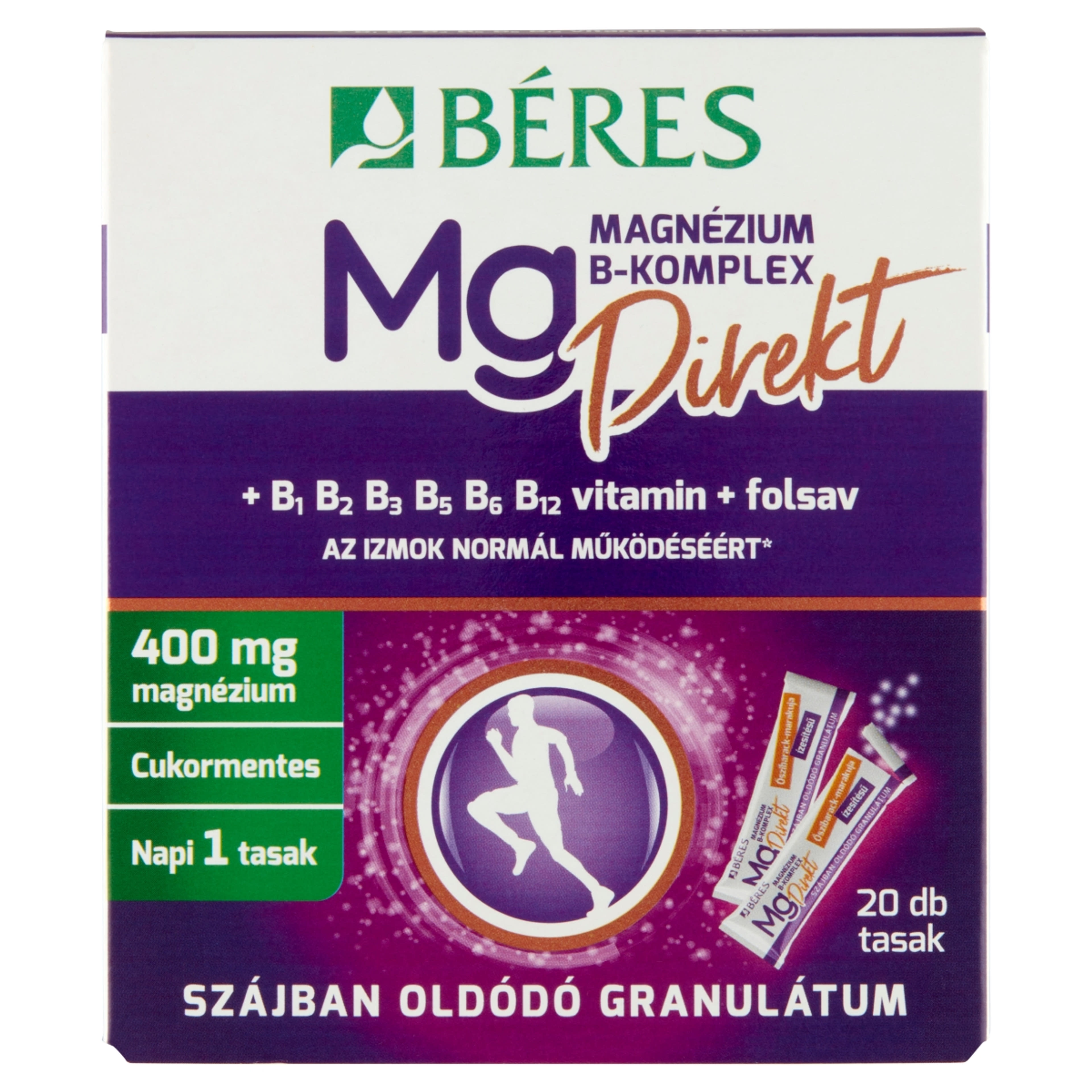 Béres Magnézium B-Komplex Direkt szájban oldódó granulátum - 20 db