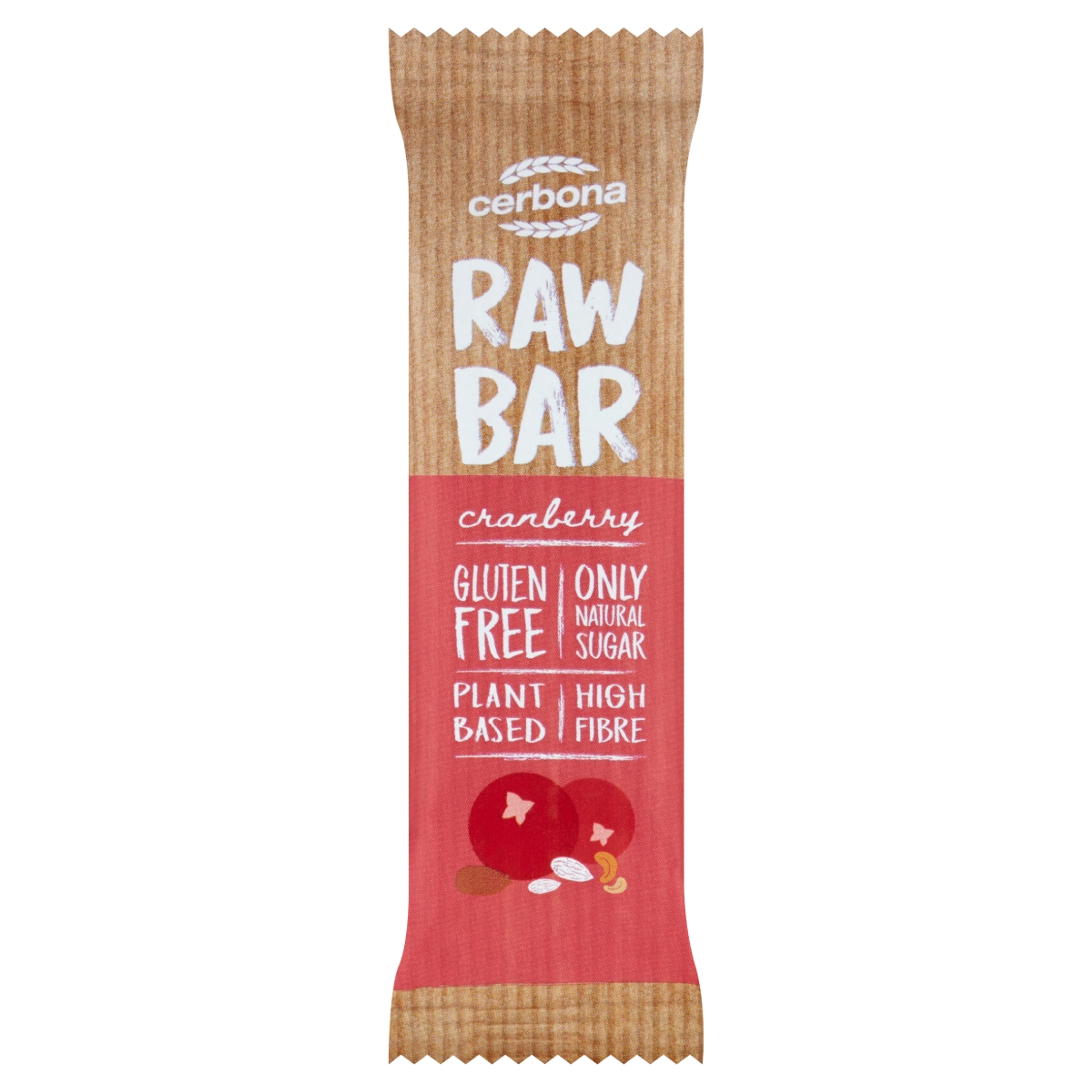 Cerbona Raw Bar vörösáfonyás gyümölcsszelet - 30 g