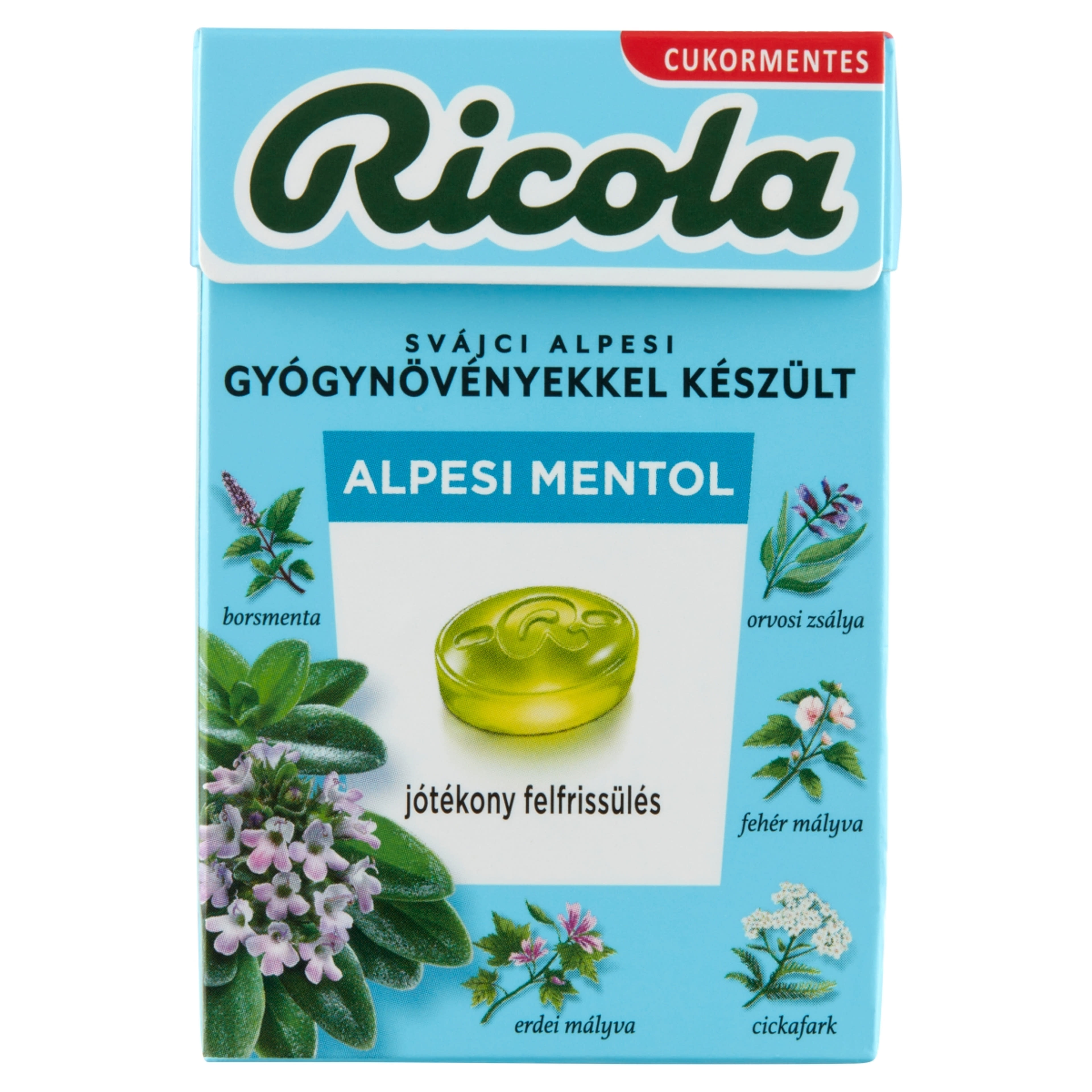 Ricola gyógynövénycukorka alpesi mentol - 40 g