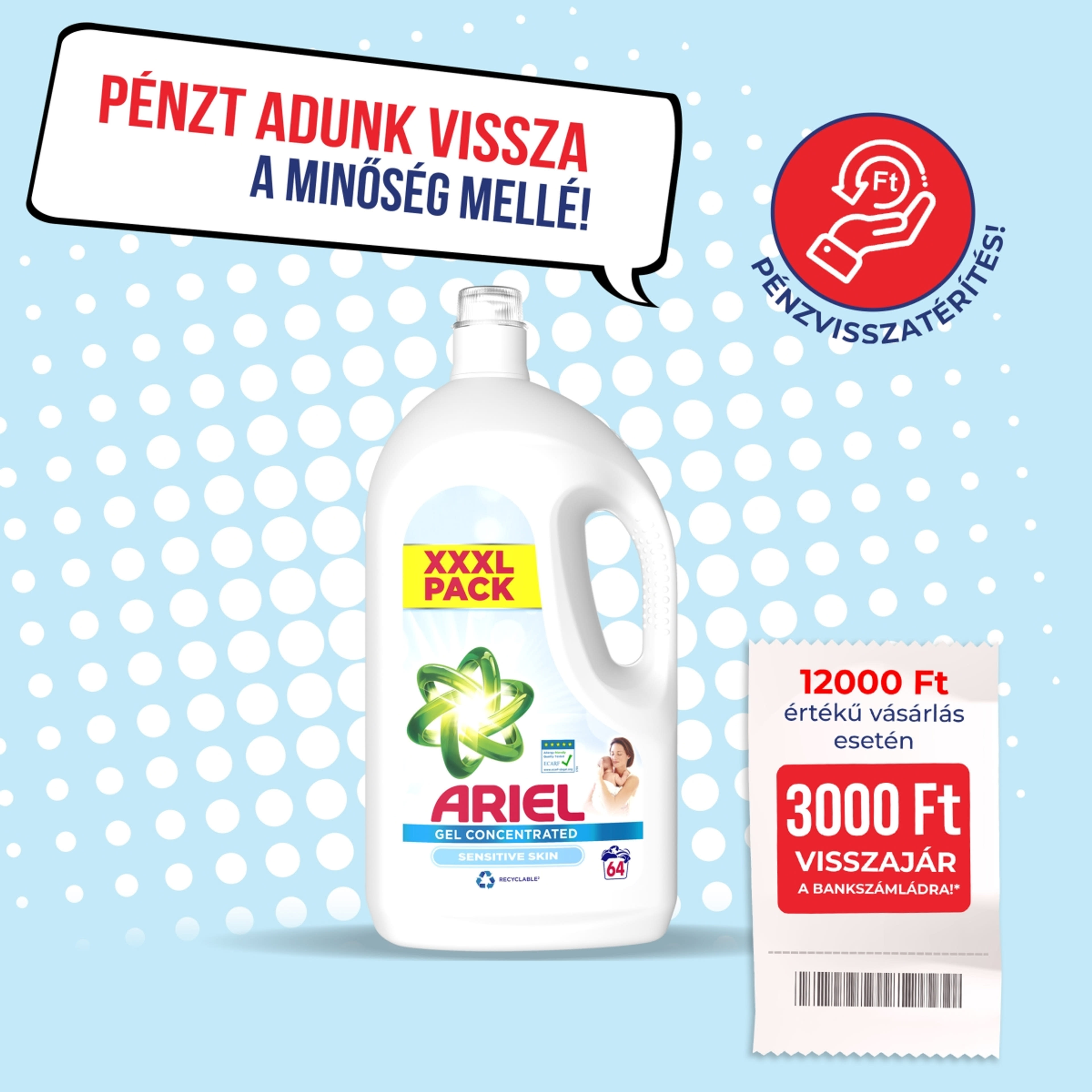 Ariel Sensitive Baby folyékony mosószer, 64 mosáshoz - 3520 ml