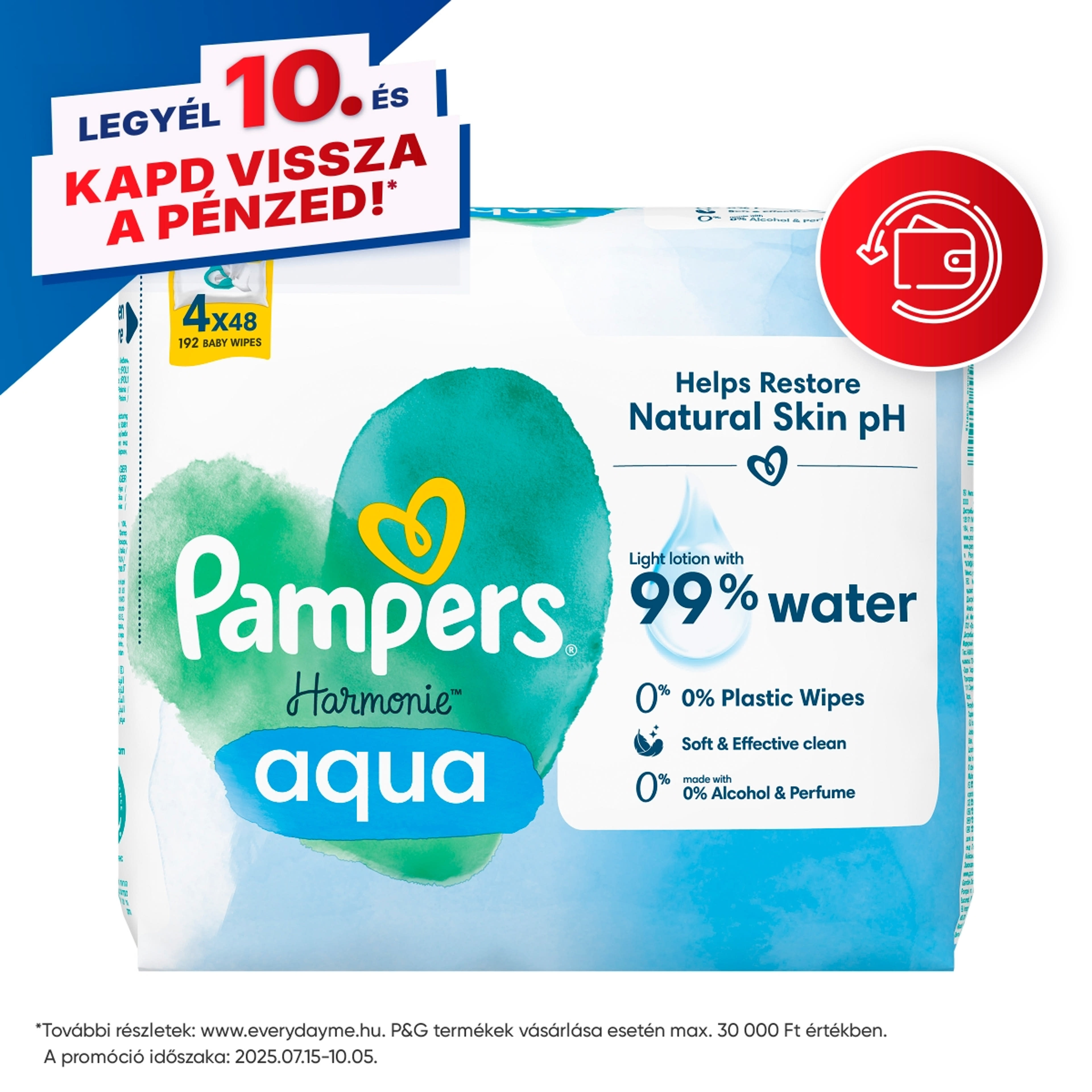 Pampers Harmonie Aqua nedves törlőkendő (4x48) - 192 db