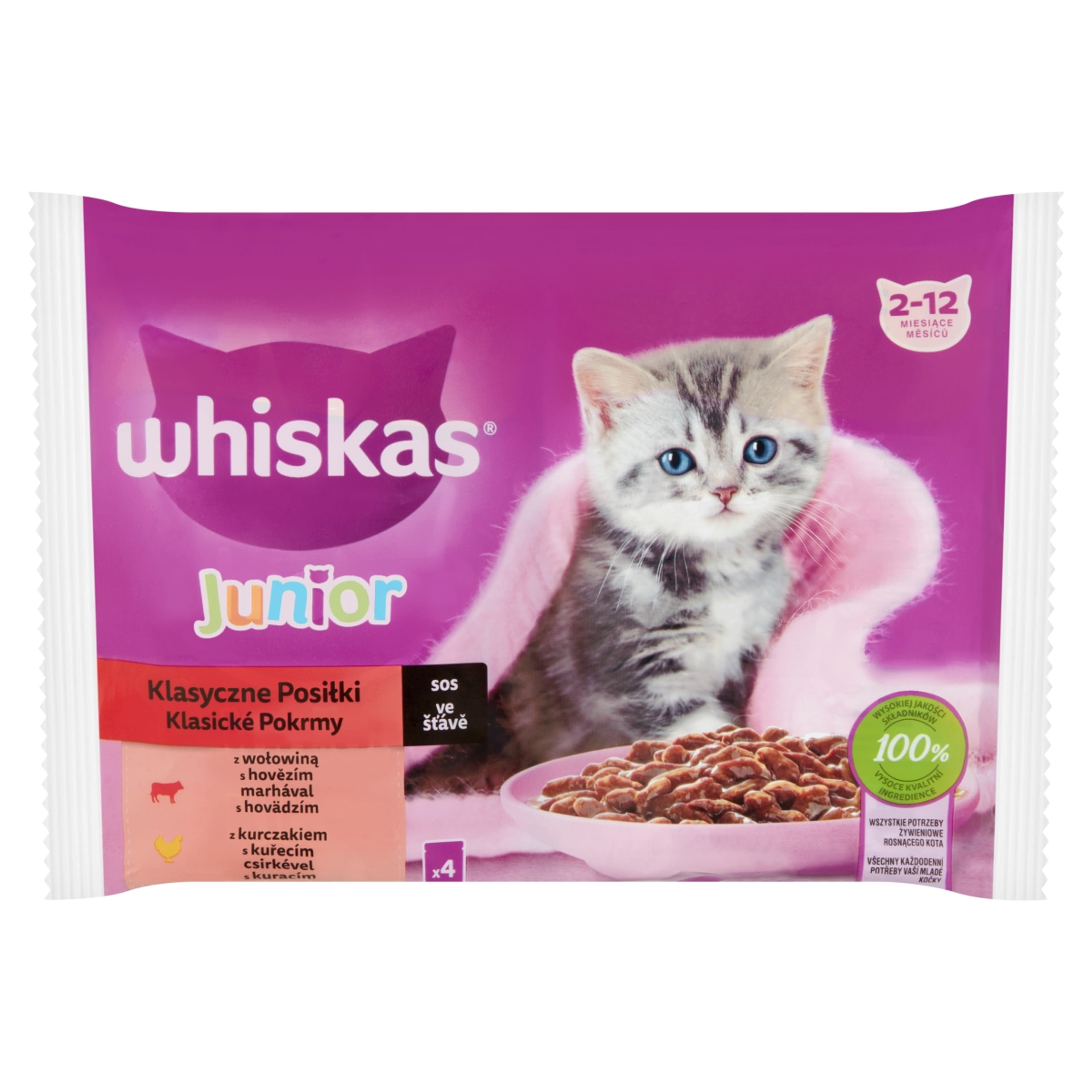 Whiskas Junior Klasszikus alutasak kölyökmacskáknak 4 x 85 g 340 g
