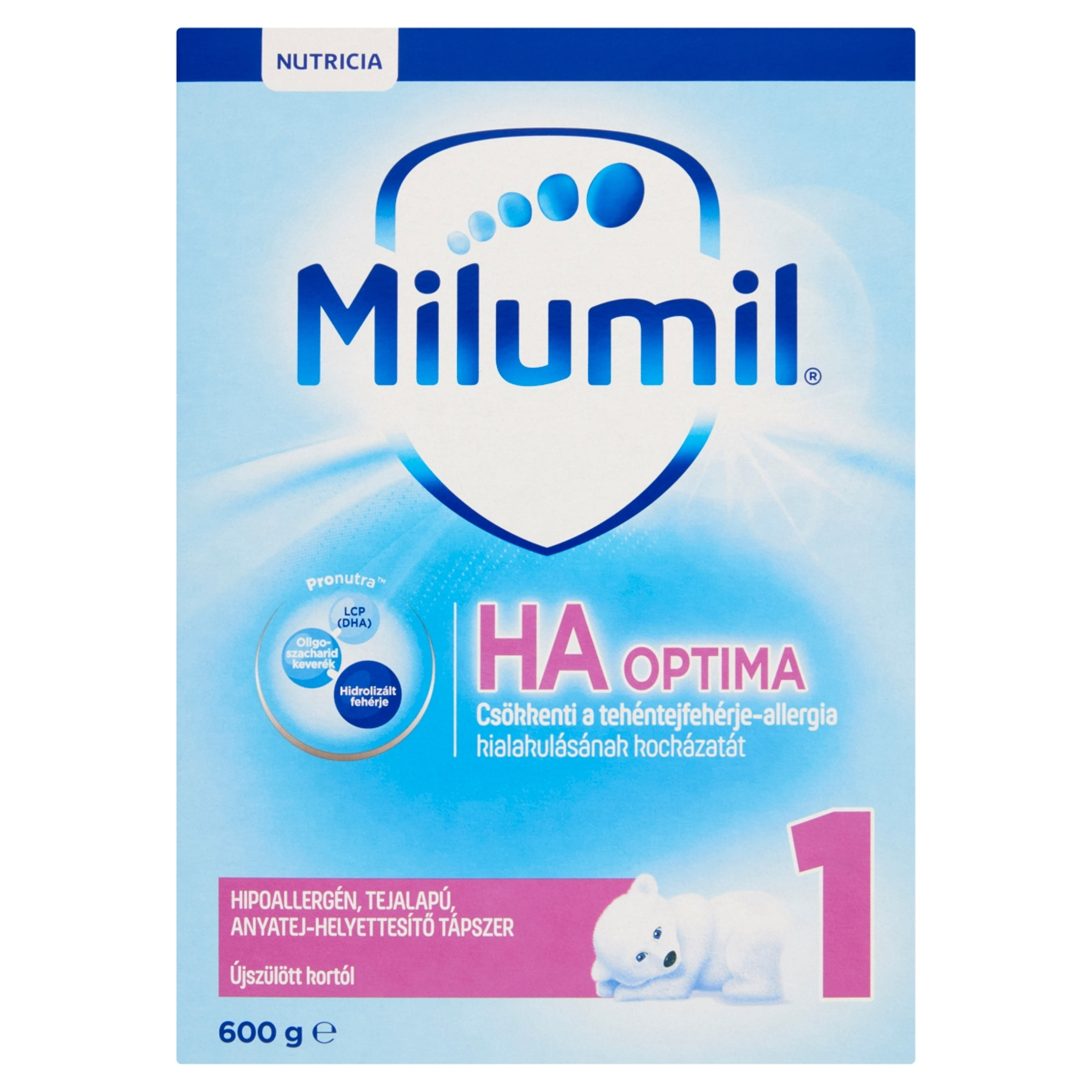 Milumil HA1 Optima anyatej-helyettesítő tápszer 0 hónapos kortól - 600 g