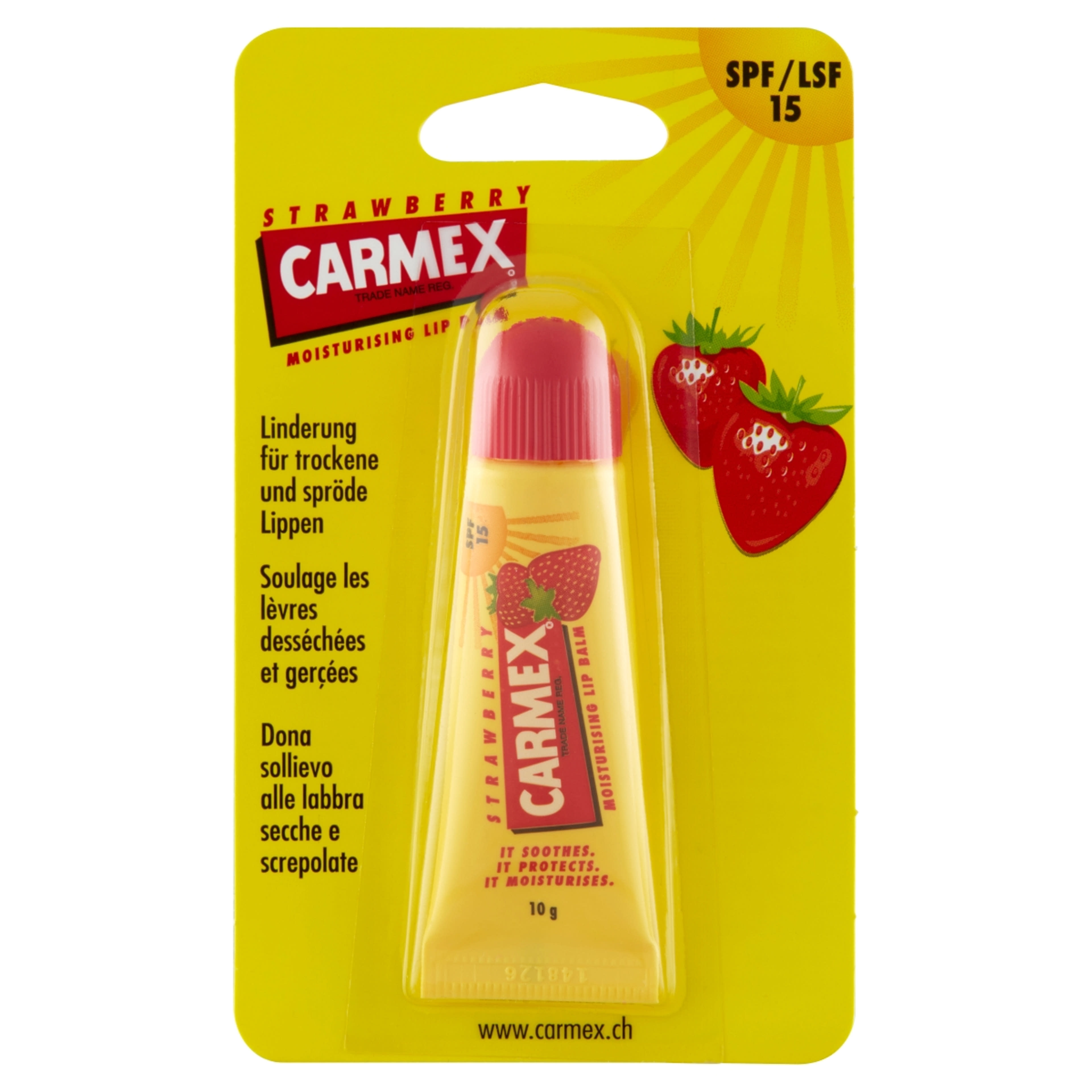 Carmex ajalápoló, tubusos, eper ízzel és illattal - 10 g