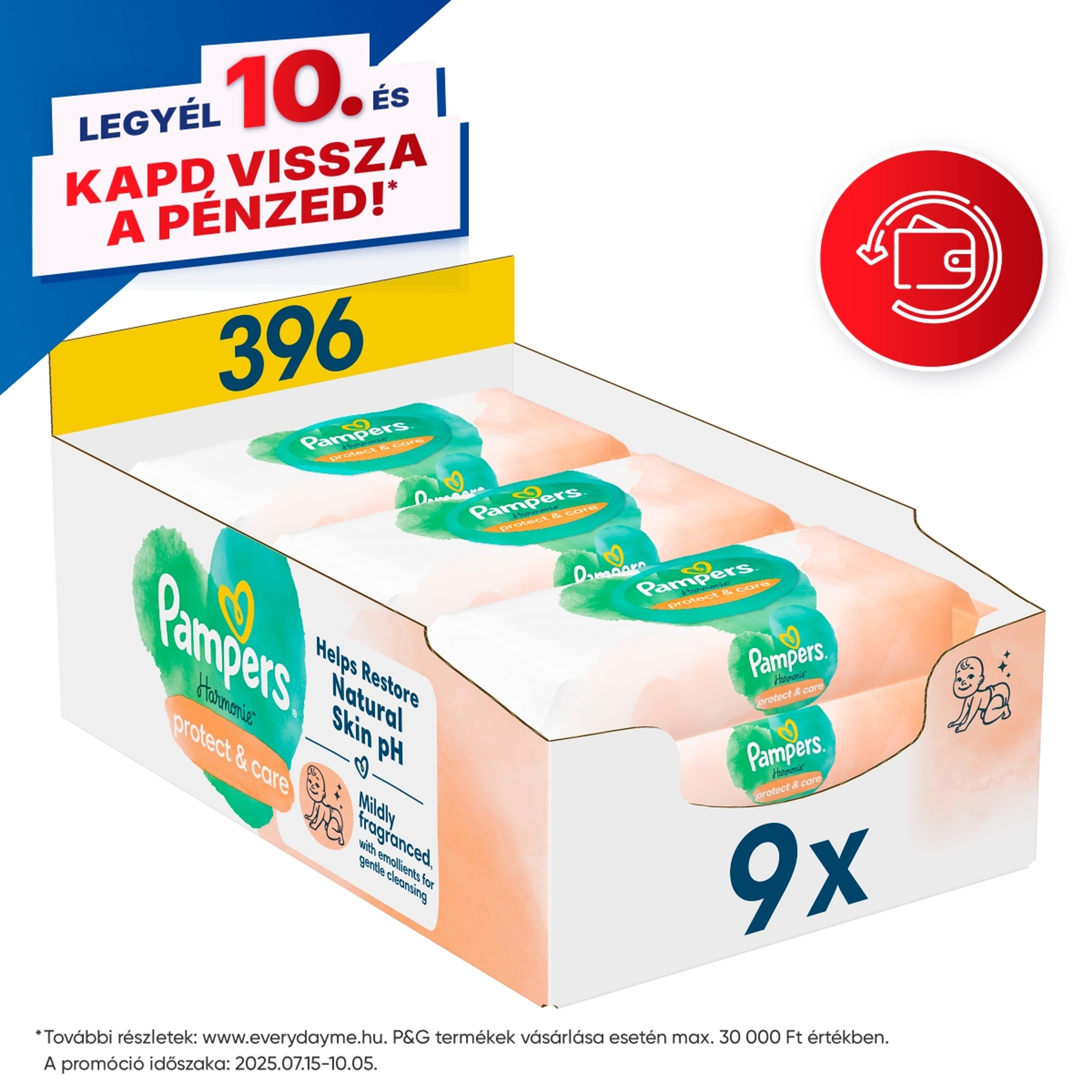 Pampers Harmonie Protect & Care Körömvirágos törlőkendő 9x44 db - 396 db
