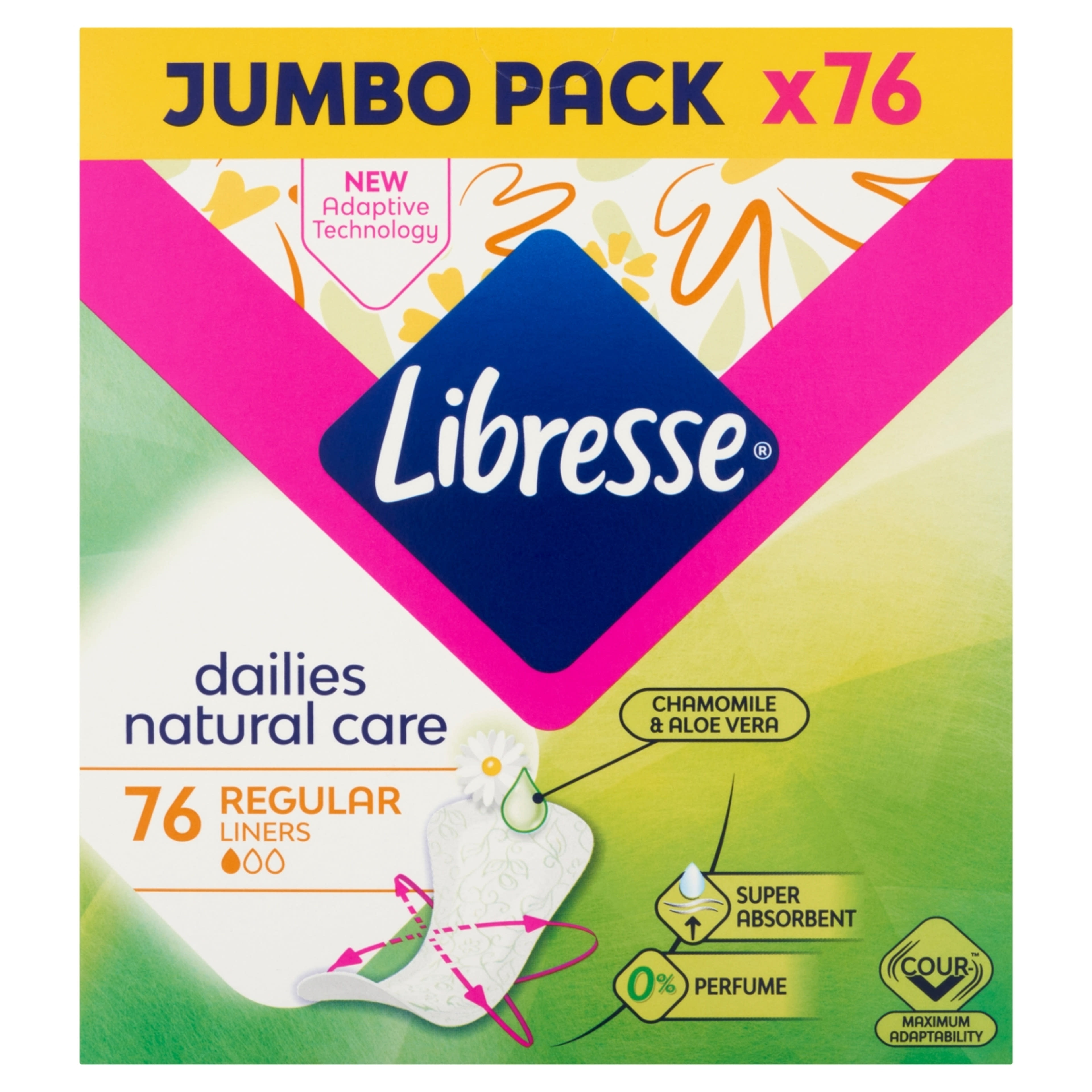 Libresse Natural Care normál tisztasági betét - 76 db