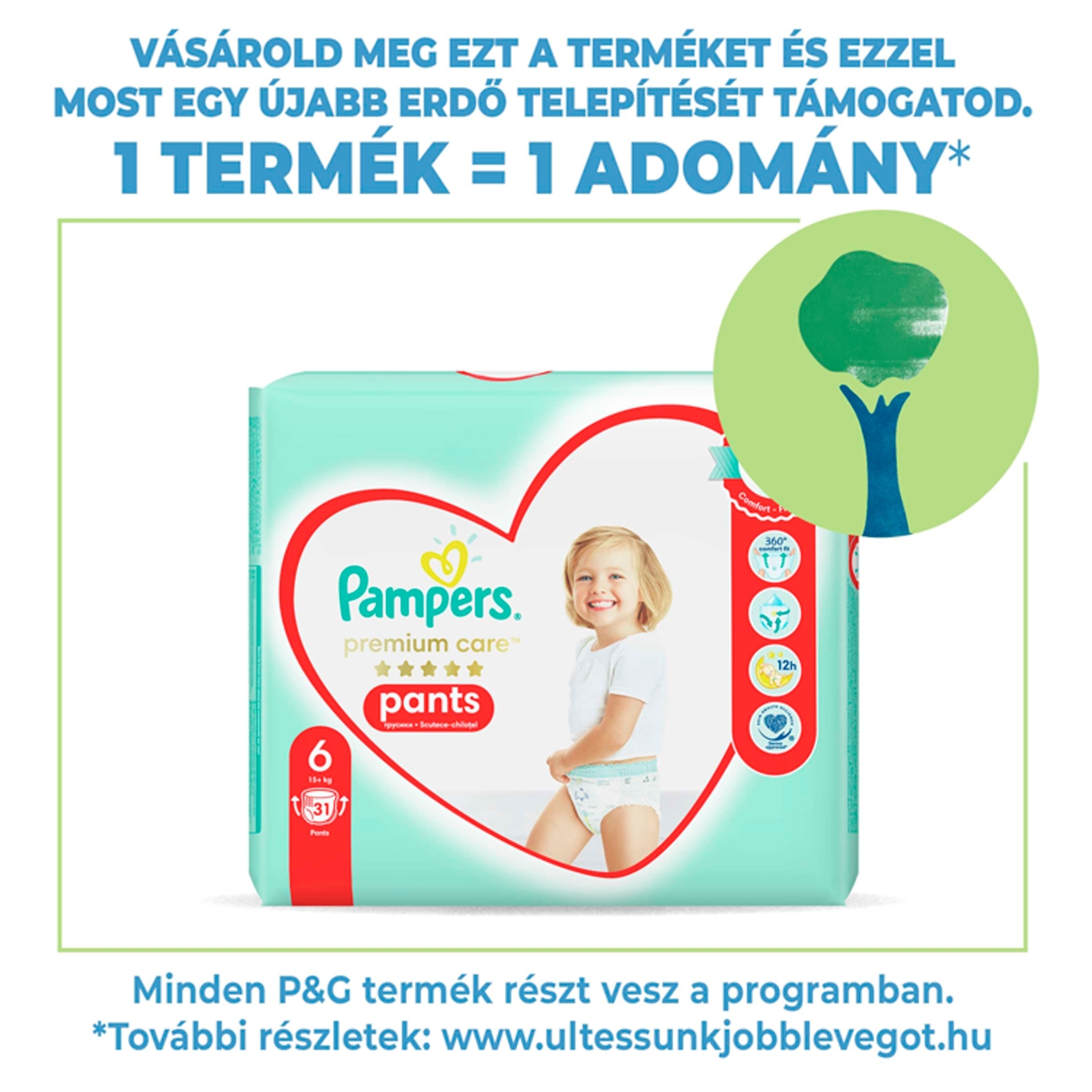 Pampers Premium Care Pants 6-os 15kg + - 31 db
