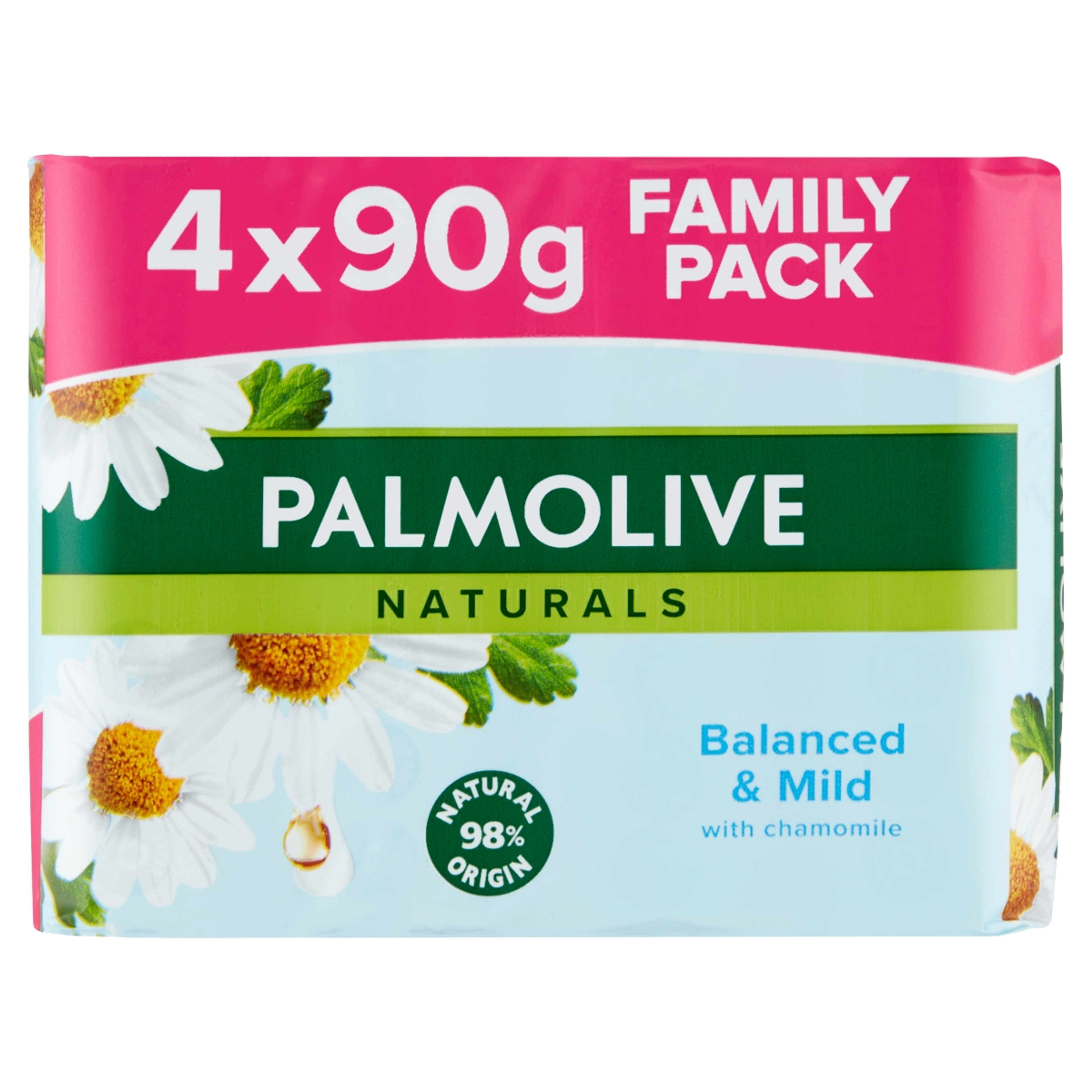 Palmolive Naturals Balanced & Mild pipereszappan kamilla kivonattal és E vitaminnal - 4 x 90 g-1