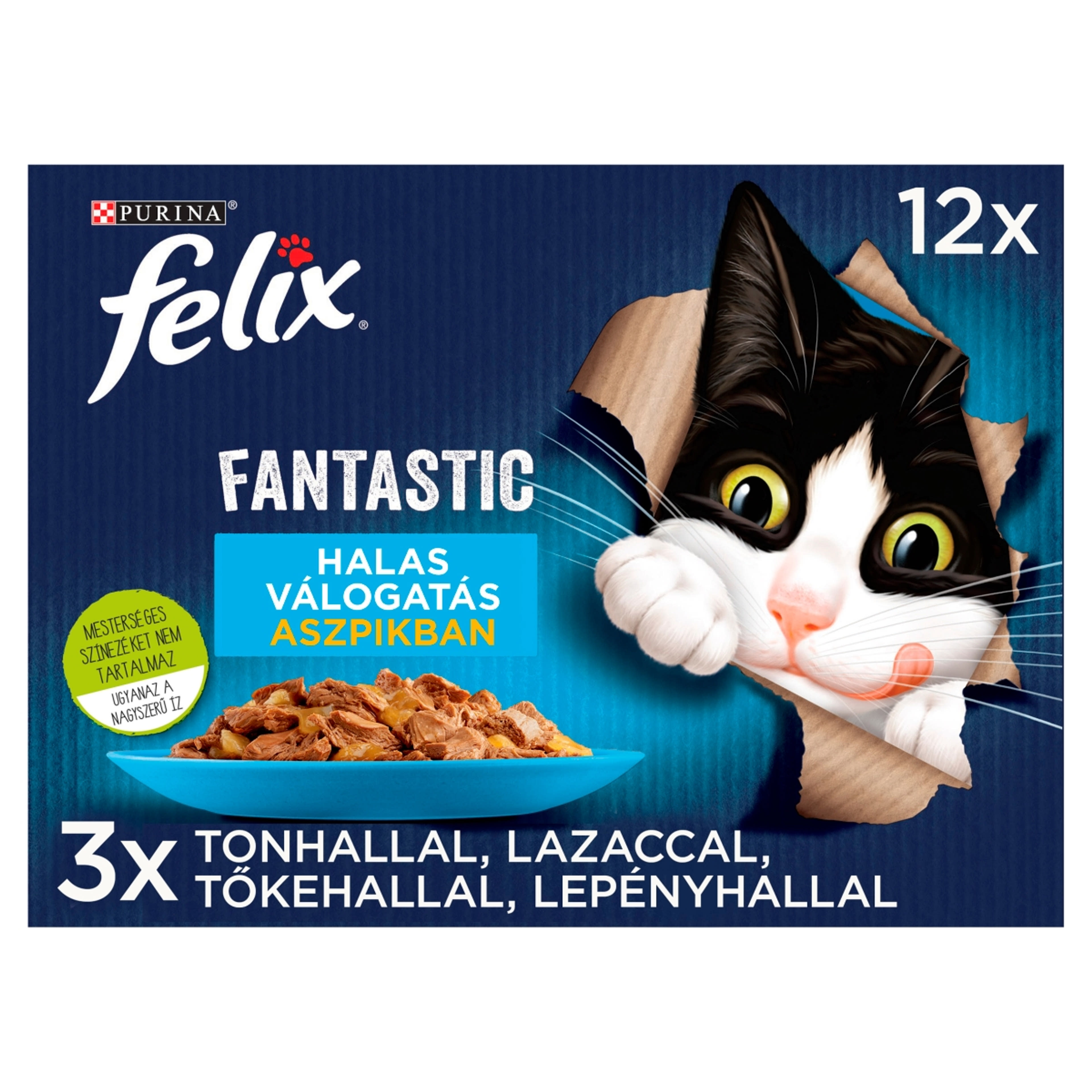 Felix Fantastic halas válogatás aszpikban, nedves macskaeledel (12 x 85 g) -  1020 g-2