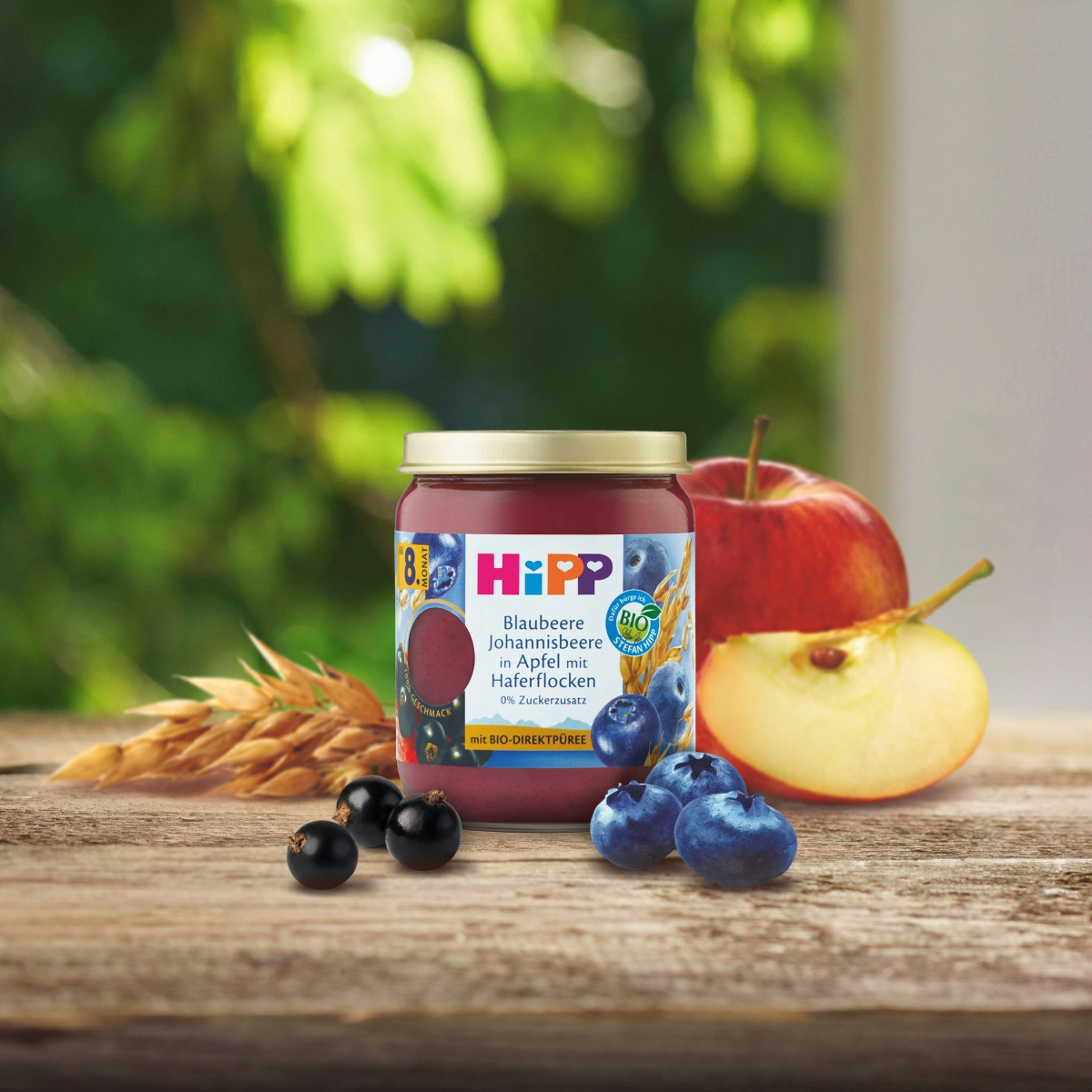HiPP bio gyümölcskészítmény bébidesszert gabonával alma-áfonya-feketeribizli 8 hónapos kortól - 160 g-2