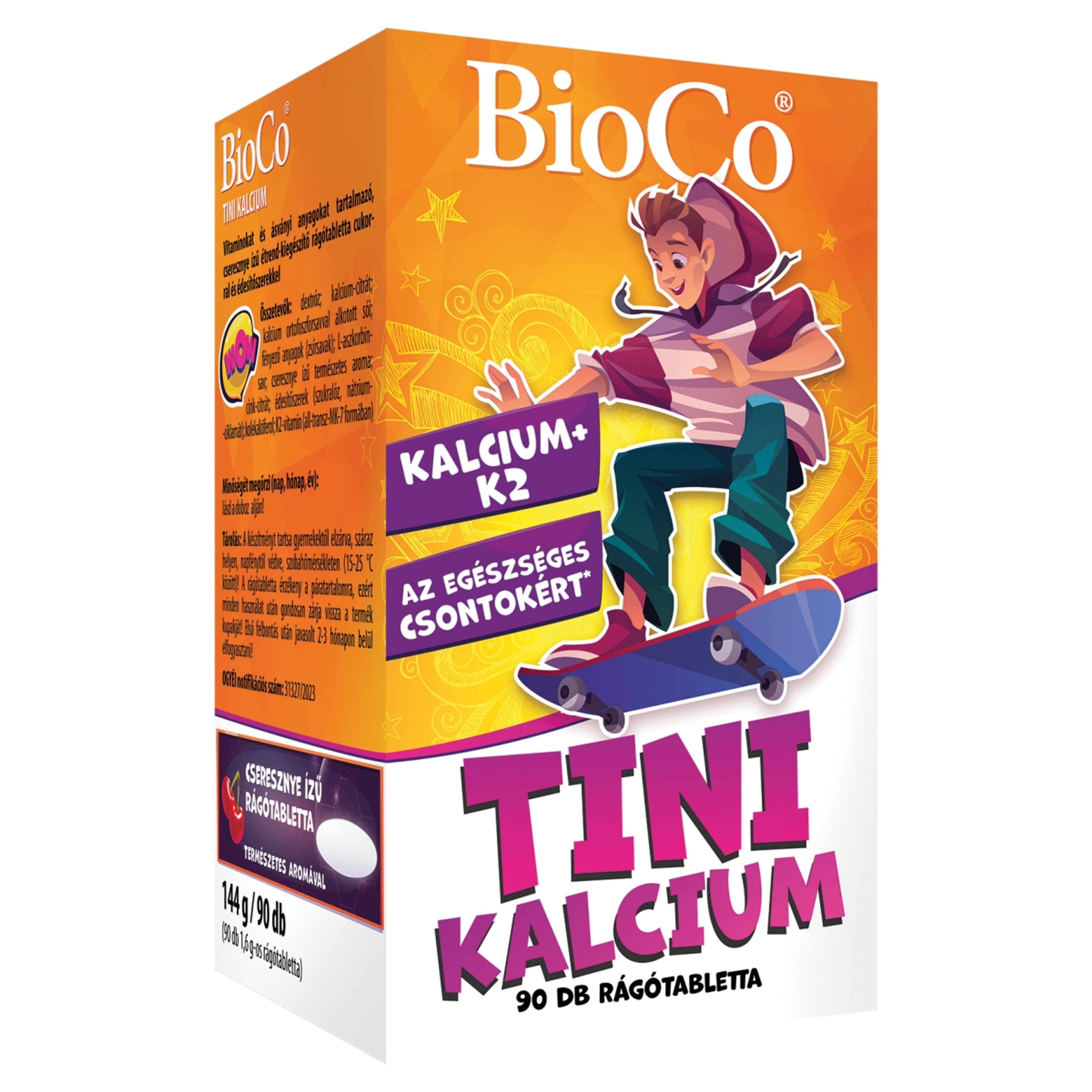BioCo Tini Kalcium étrend-kiegészítő rágótabletta cseresznye ízű - 90 db-2