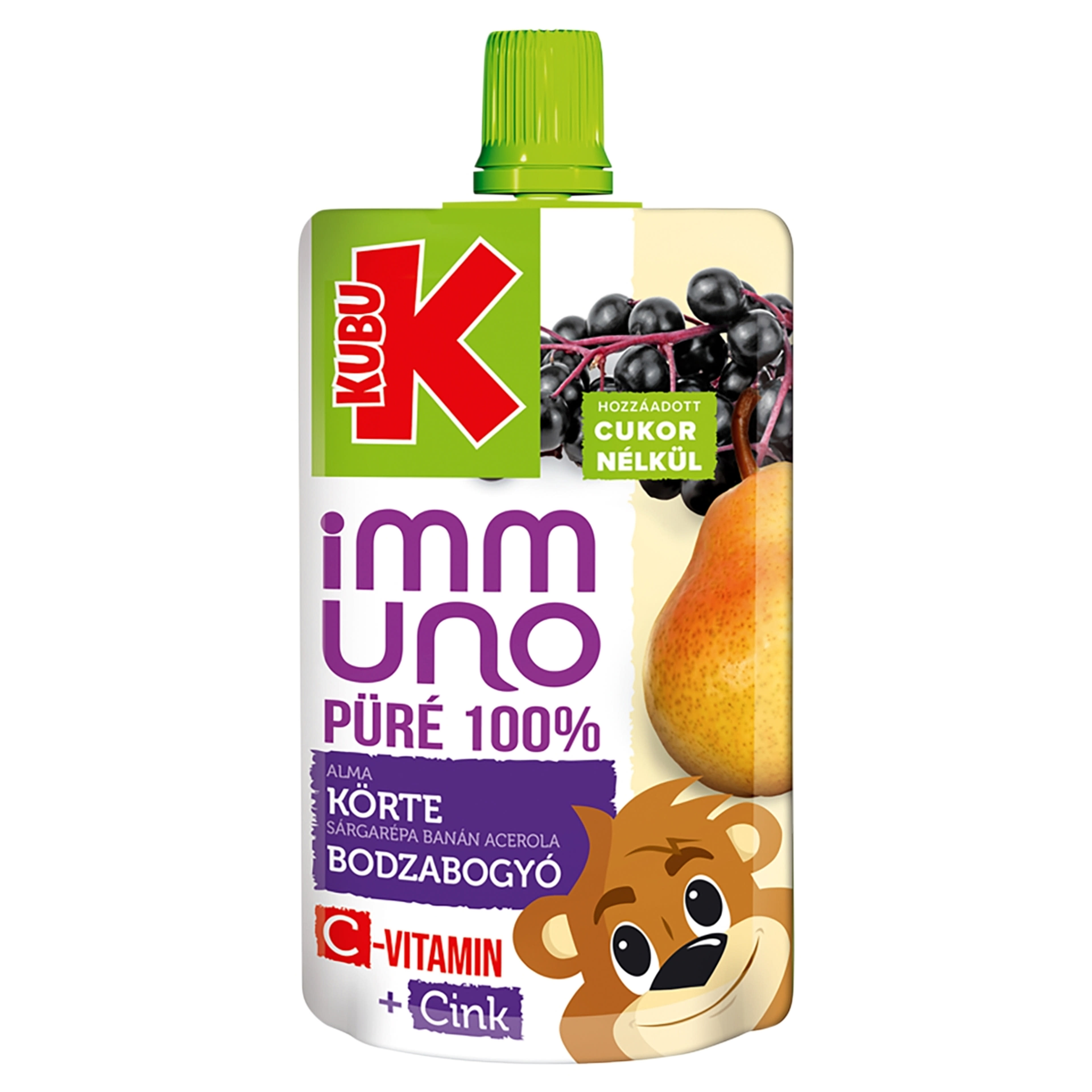 Kubu Immuno alma-körte-sérgarépa-banán-acerola-bodzabogyó püré - 100 g