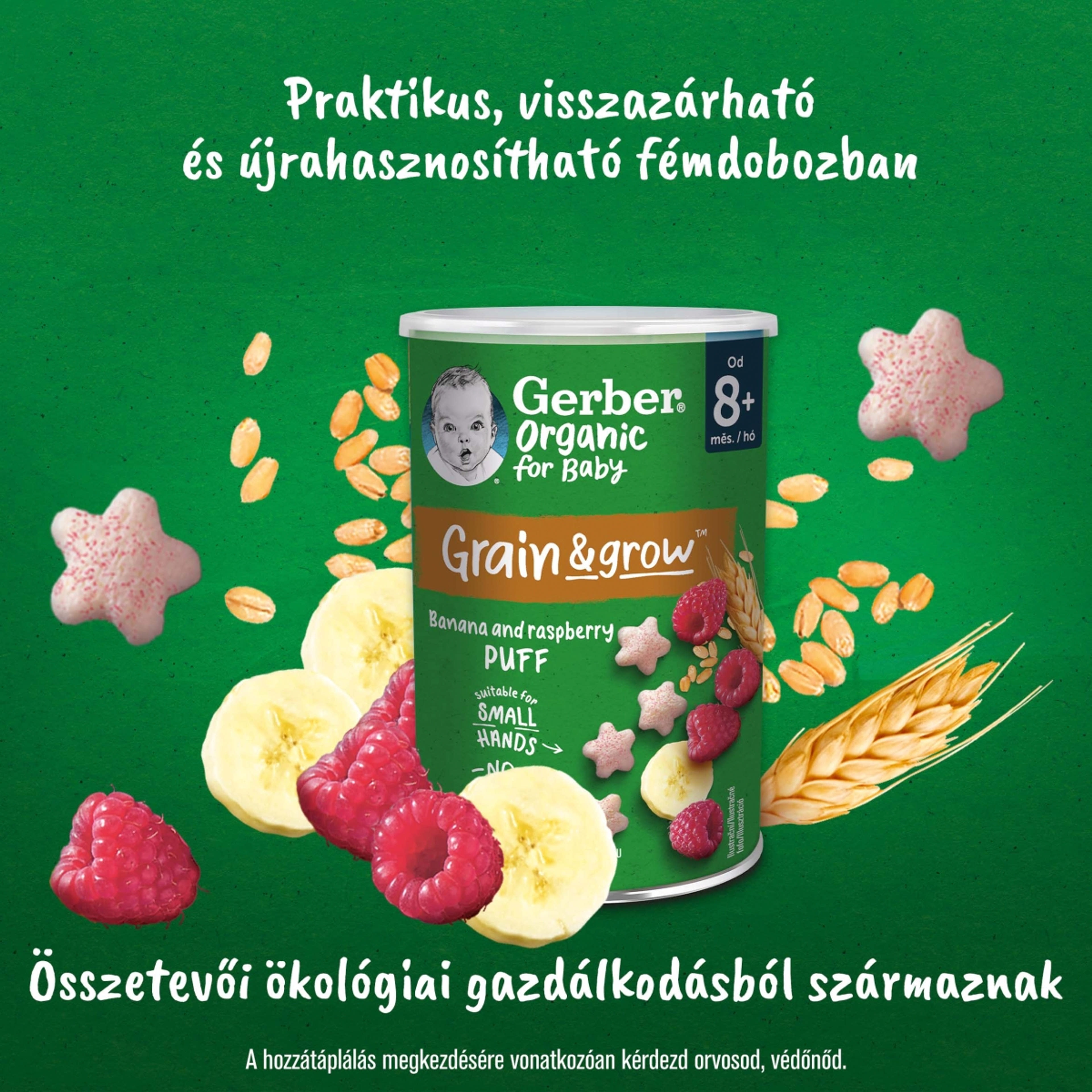 Gerber Organic banános és málnás bio gabonasnack 8 hónapos kortól - 35 g-7