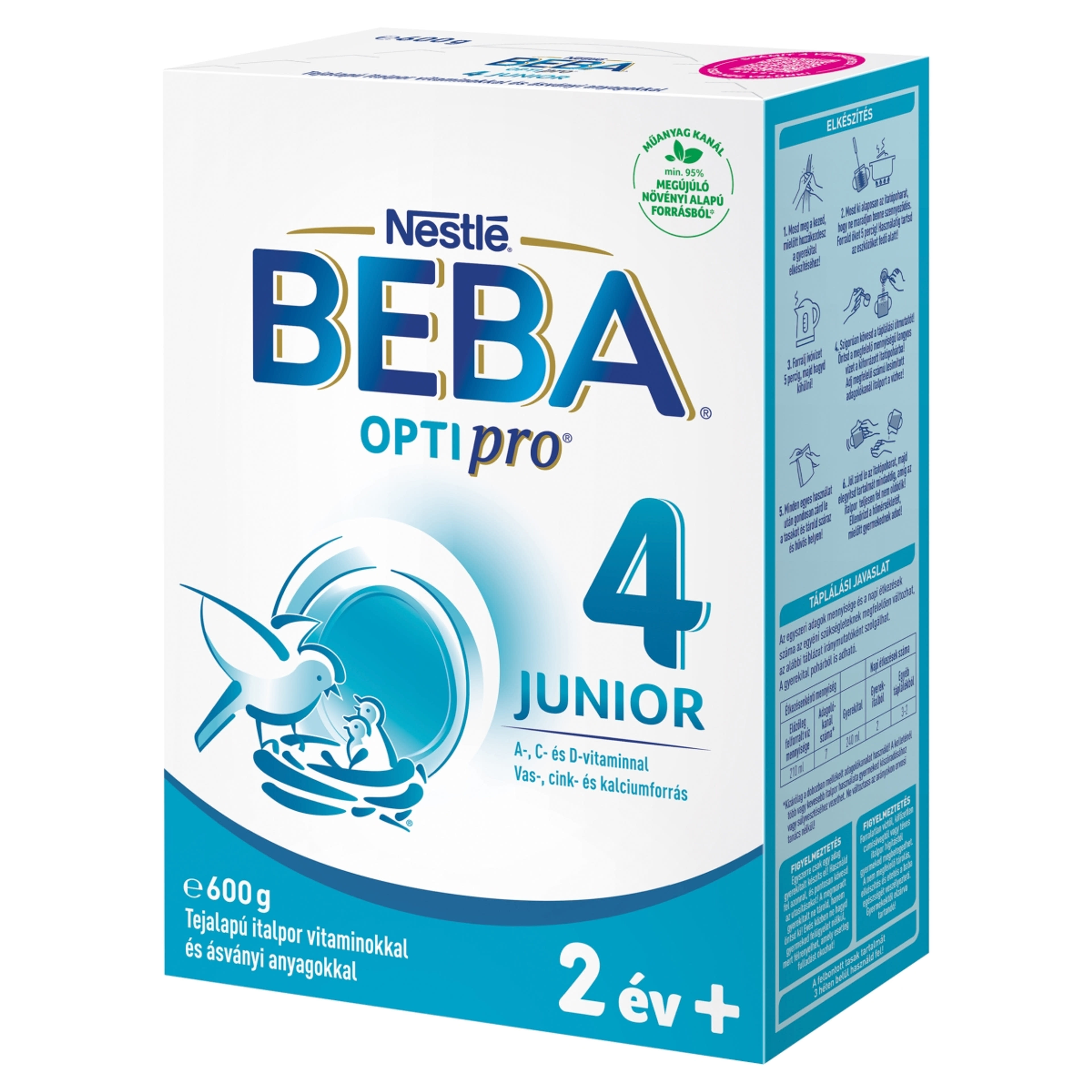 Beba Optipro 4 Junior tejalapú italpor vitaminokkal és ásványi anyagokkal 2 éves kortól - 600 g-3