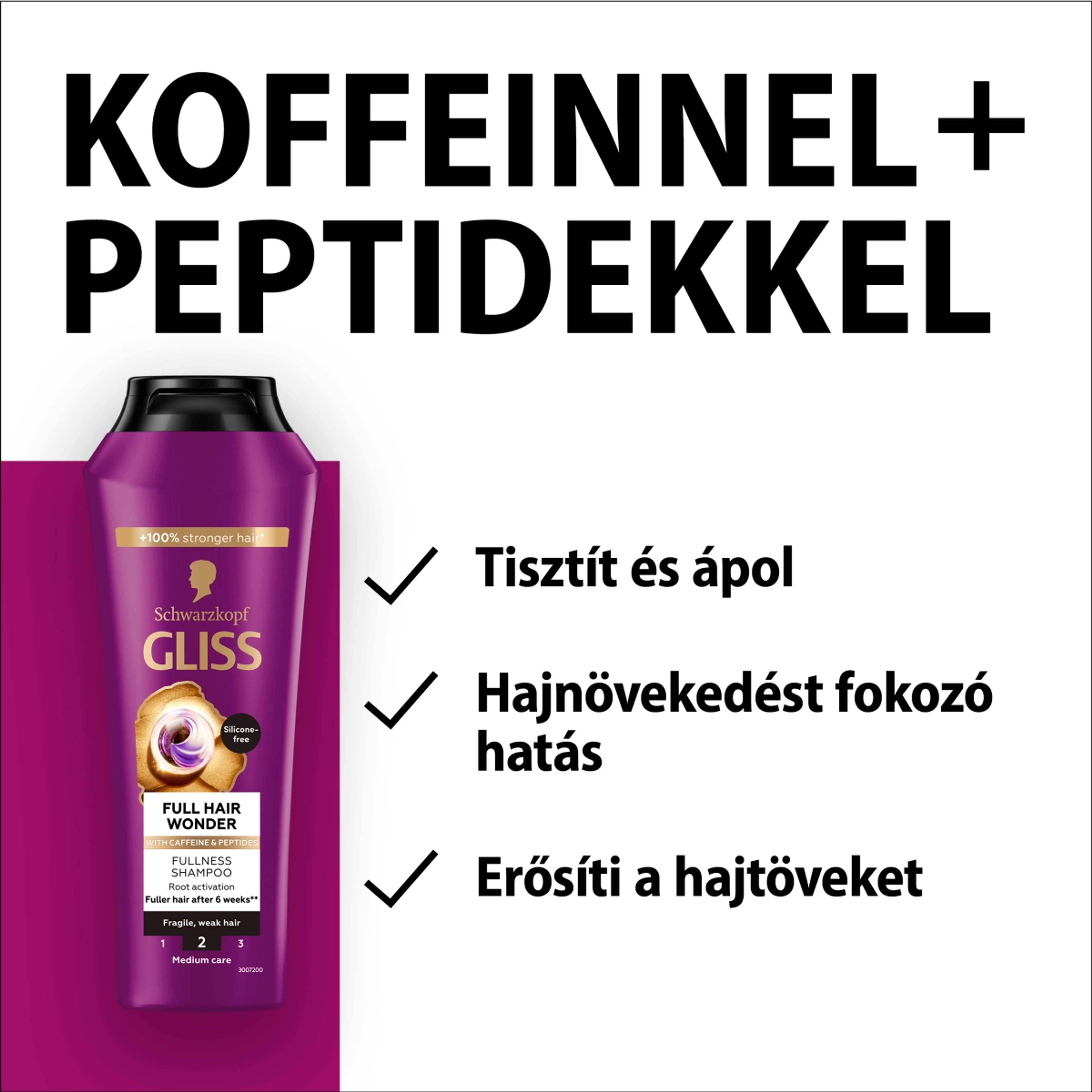Schwarzkopf Gliss Full Hair Wonder sampon koffeinnel + peptidekkel - 250 ml-3