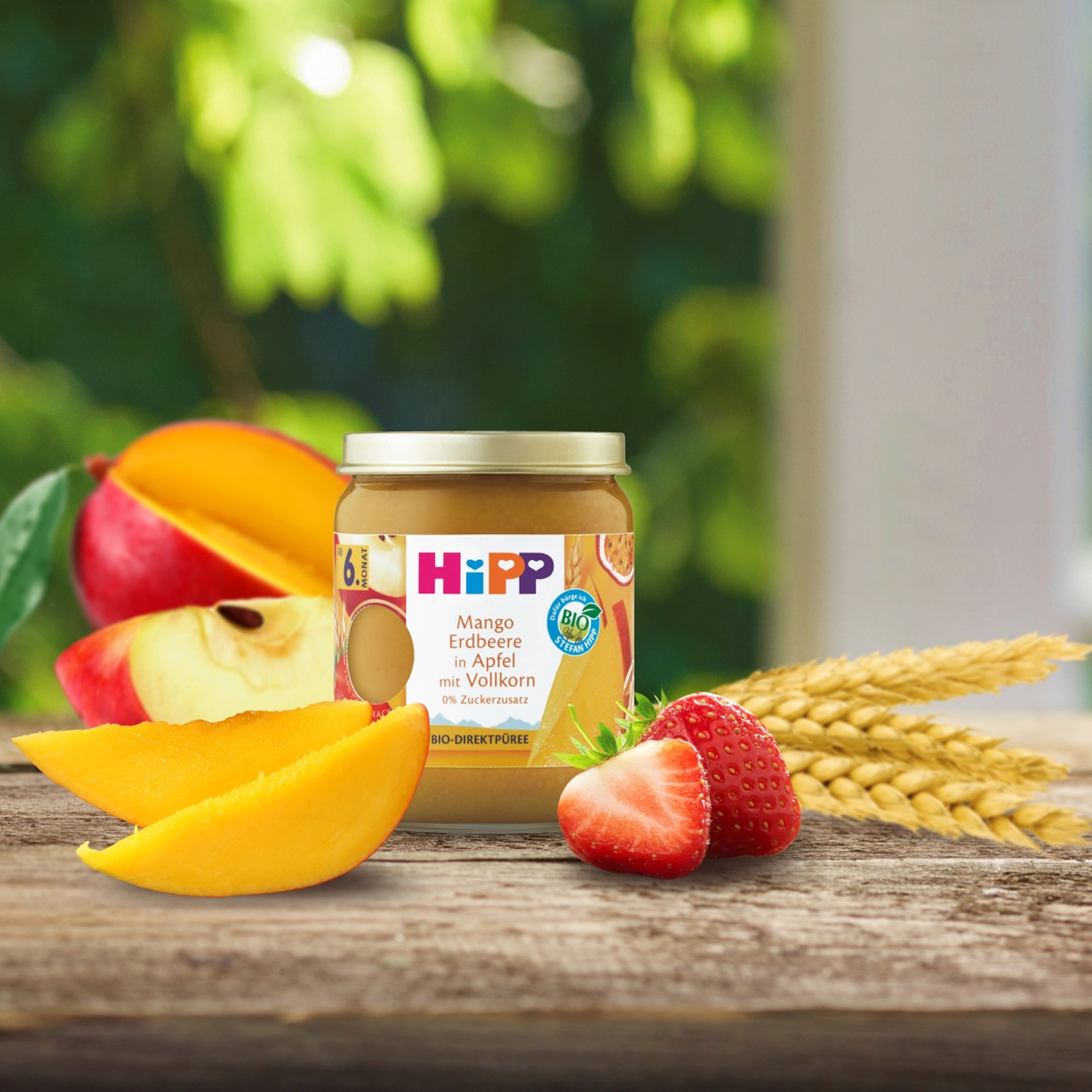 HiPP bio gyümölcskészítmény bébidesszert gabonával alma-mangó-eper 6 hónapos kortól - 160 g-2