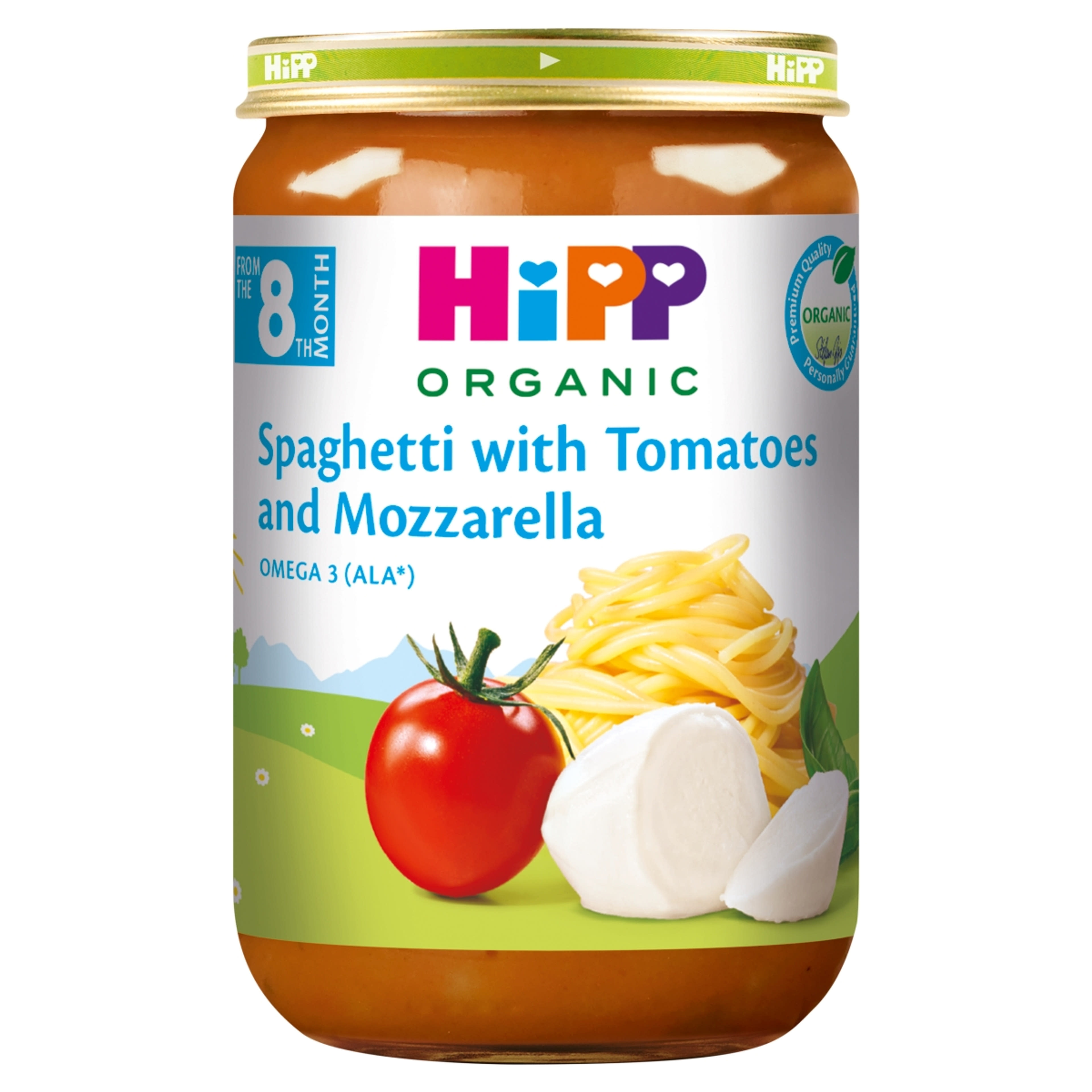 HiPP bio spagetti paradicsommal és mozzarellával bébiétel 8 hónapos kortól - 220 g