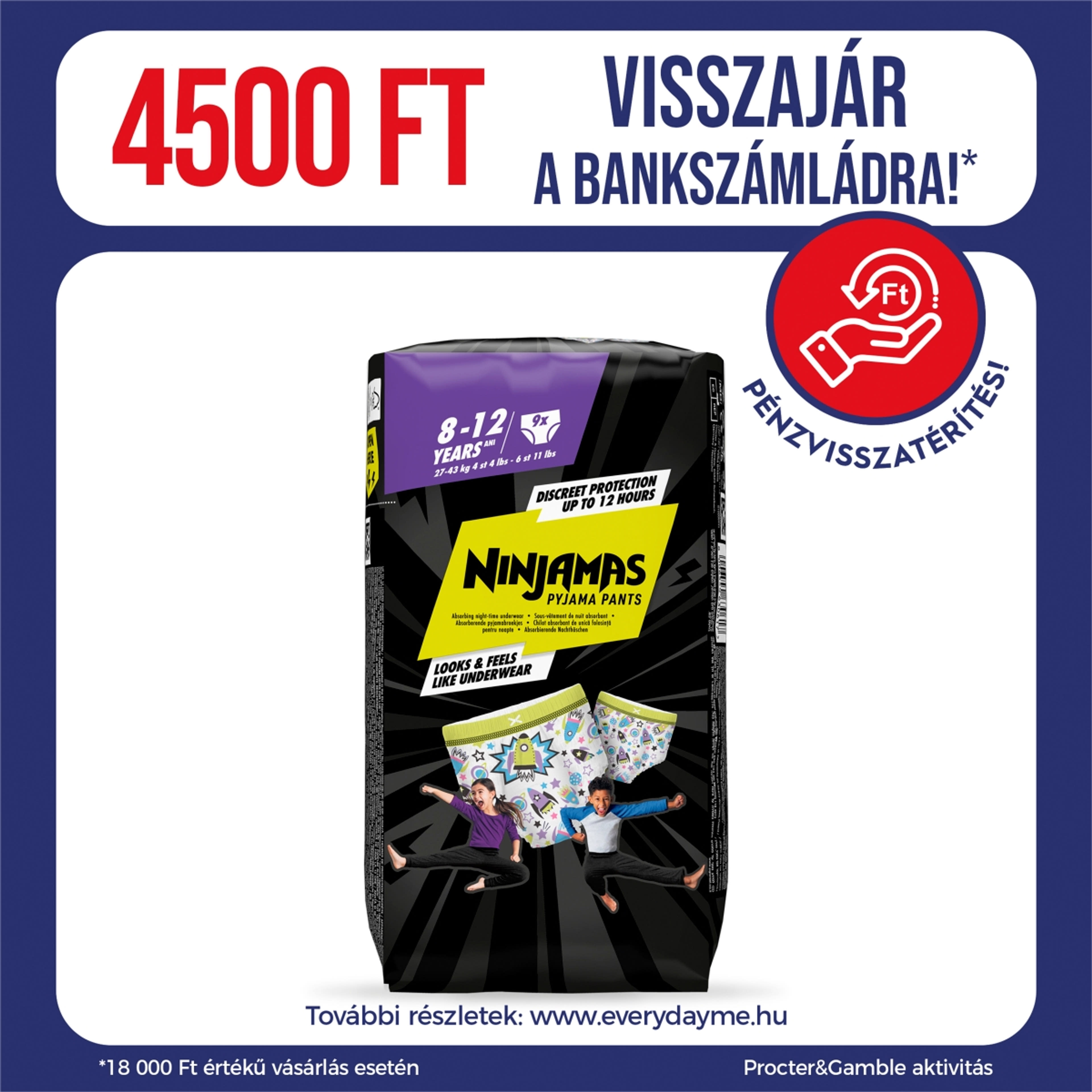 Ninjamas Pyjama Pants bugyipelenka 8-12 év 27-43 kg /űrhajós - 9 db