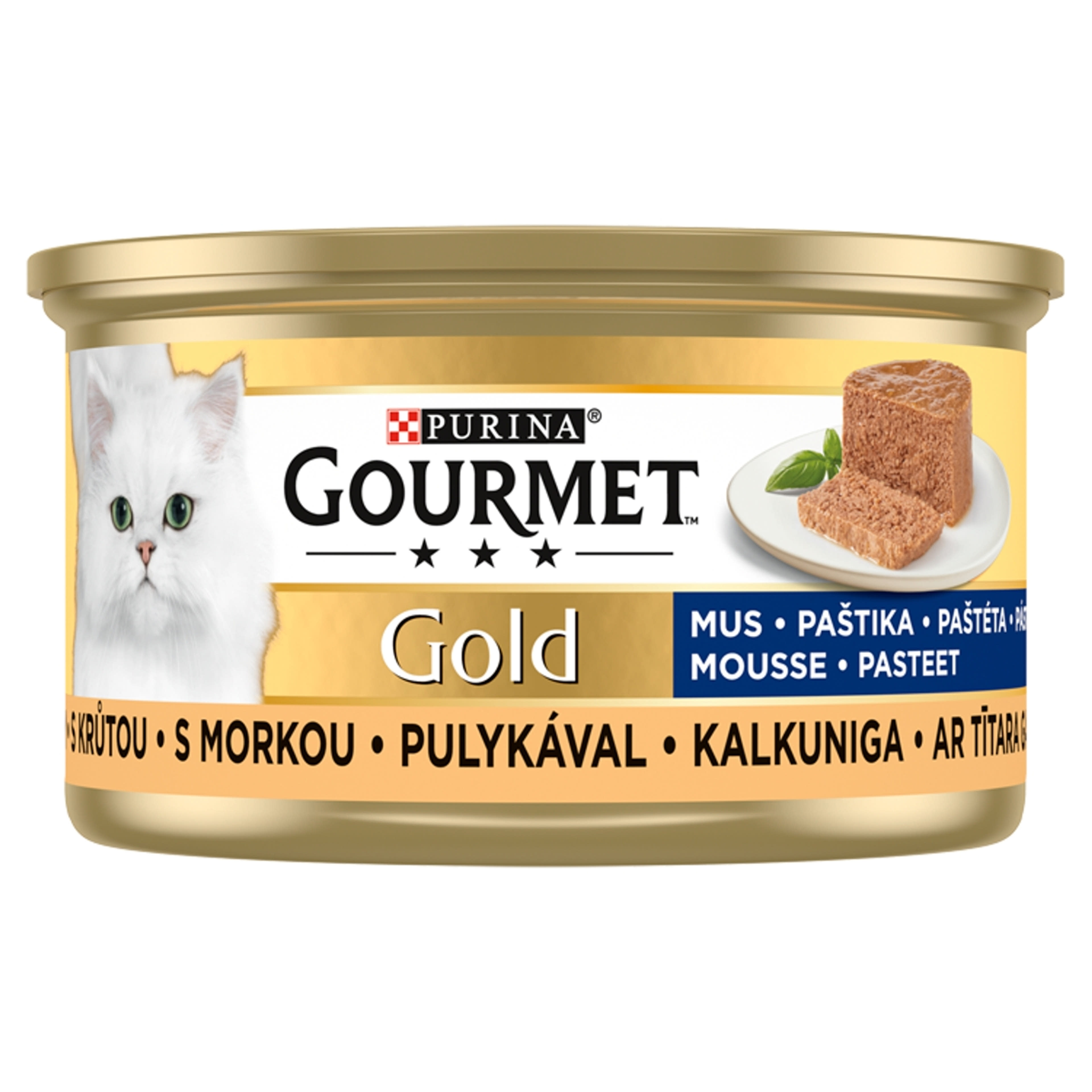 Gourmet Gold felnőtt teljes értékű konzerv macskáknak, pástétom pulykával - 85 g