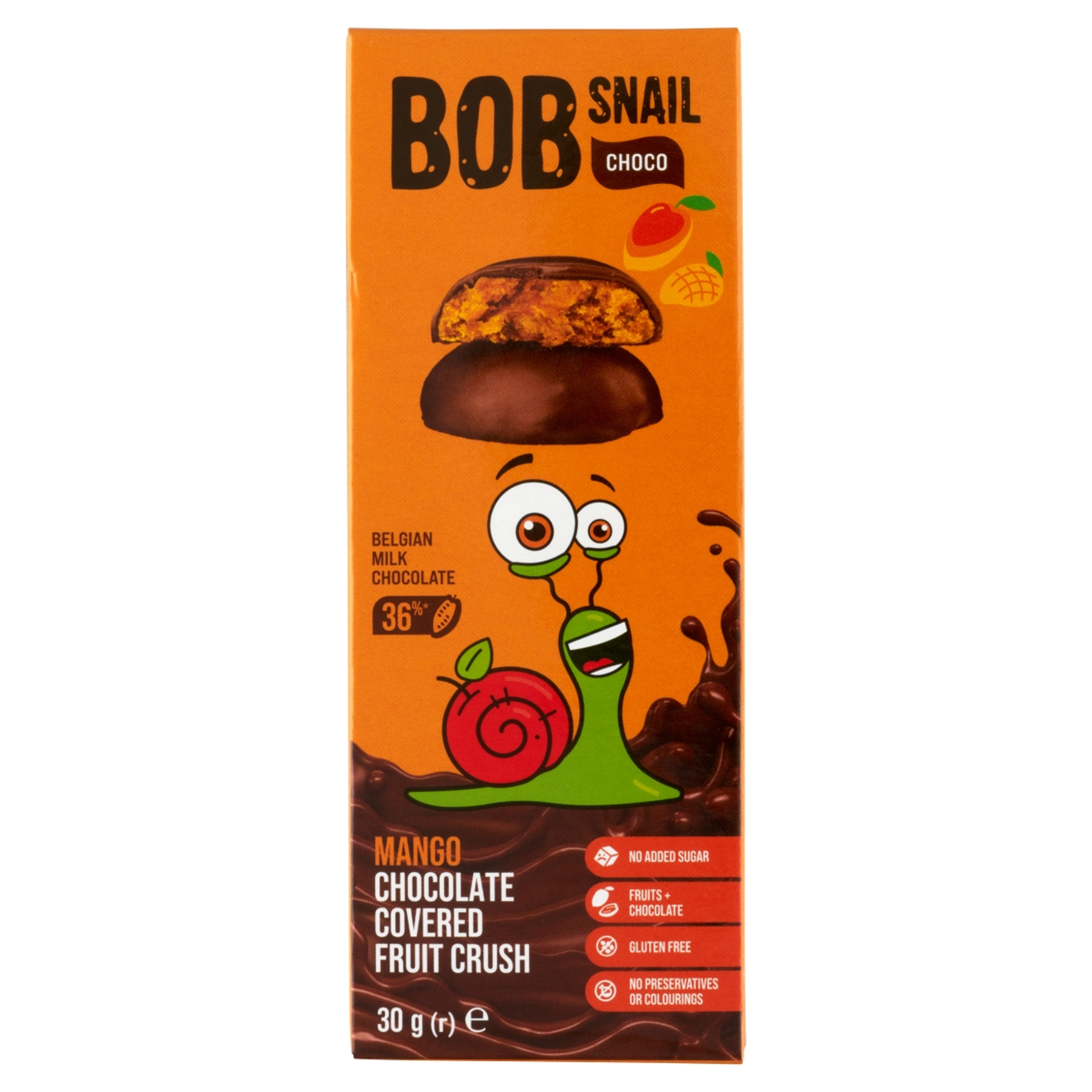 Bob Snail gyümölcs snack tejcsokoládé, mangó - 30 g