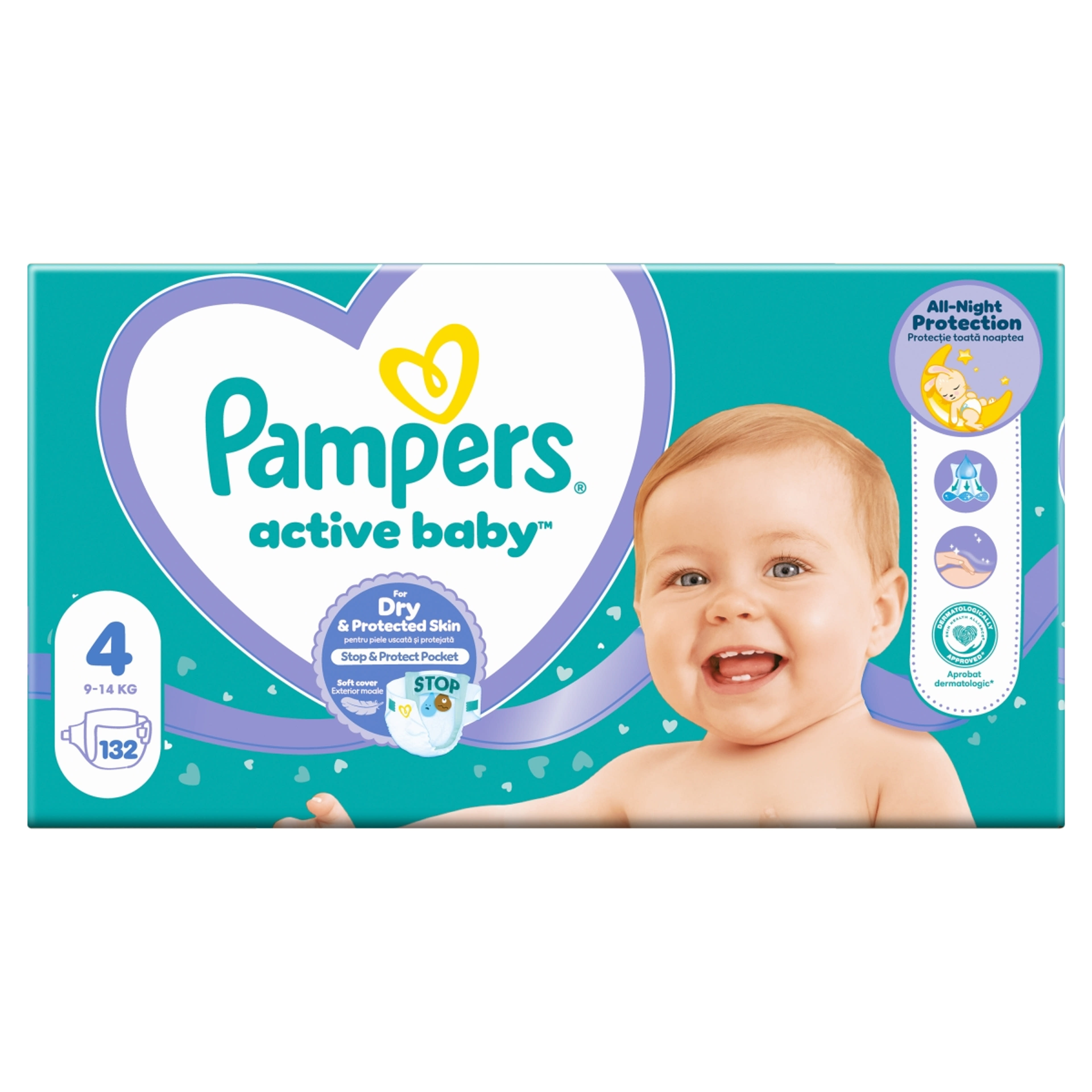 Pampers active baby mega pack+ 4-es 9-14kg - 132 db