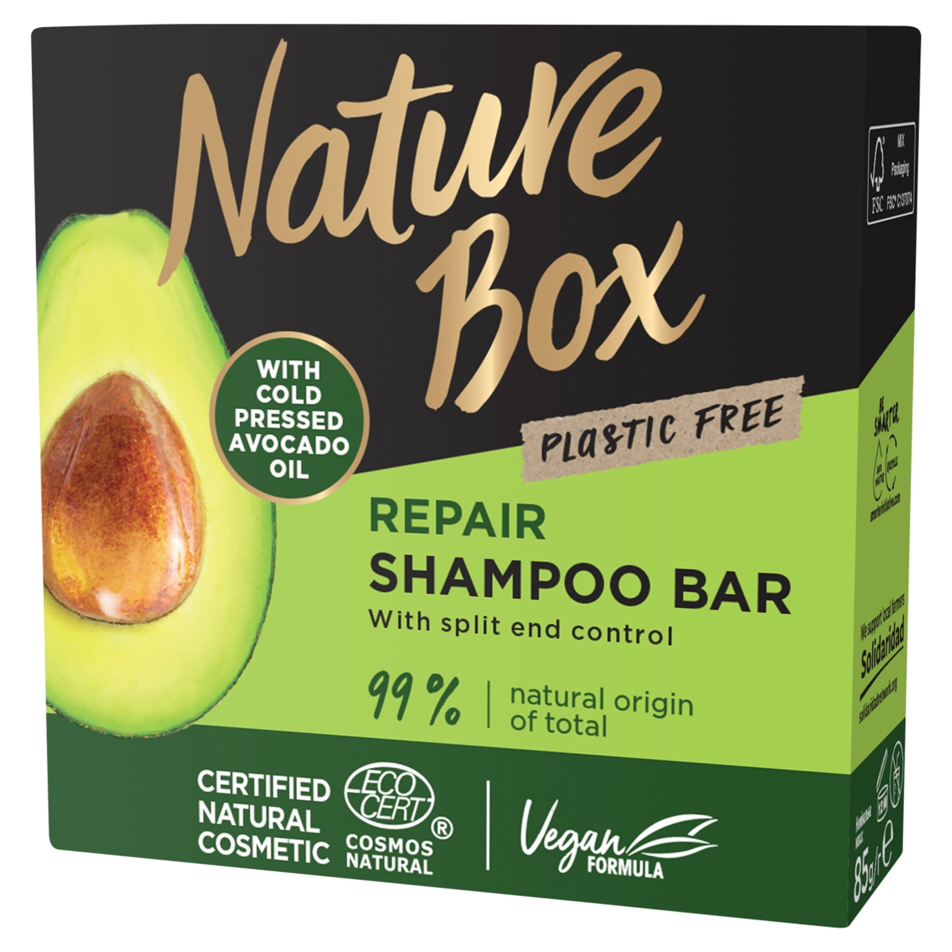 Nature box szilárd sampon avokádó - 85 g