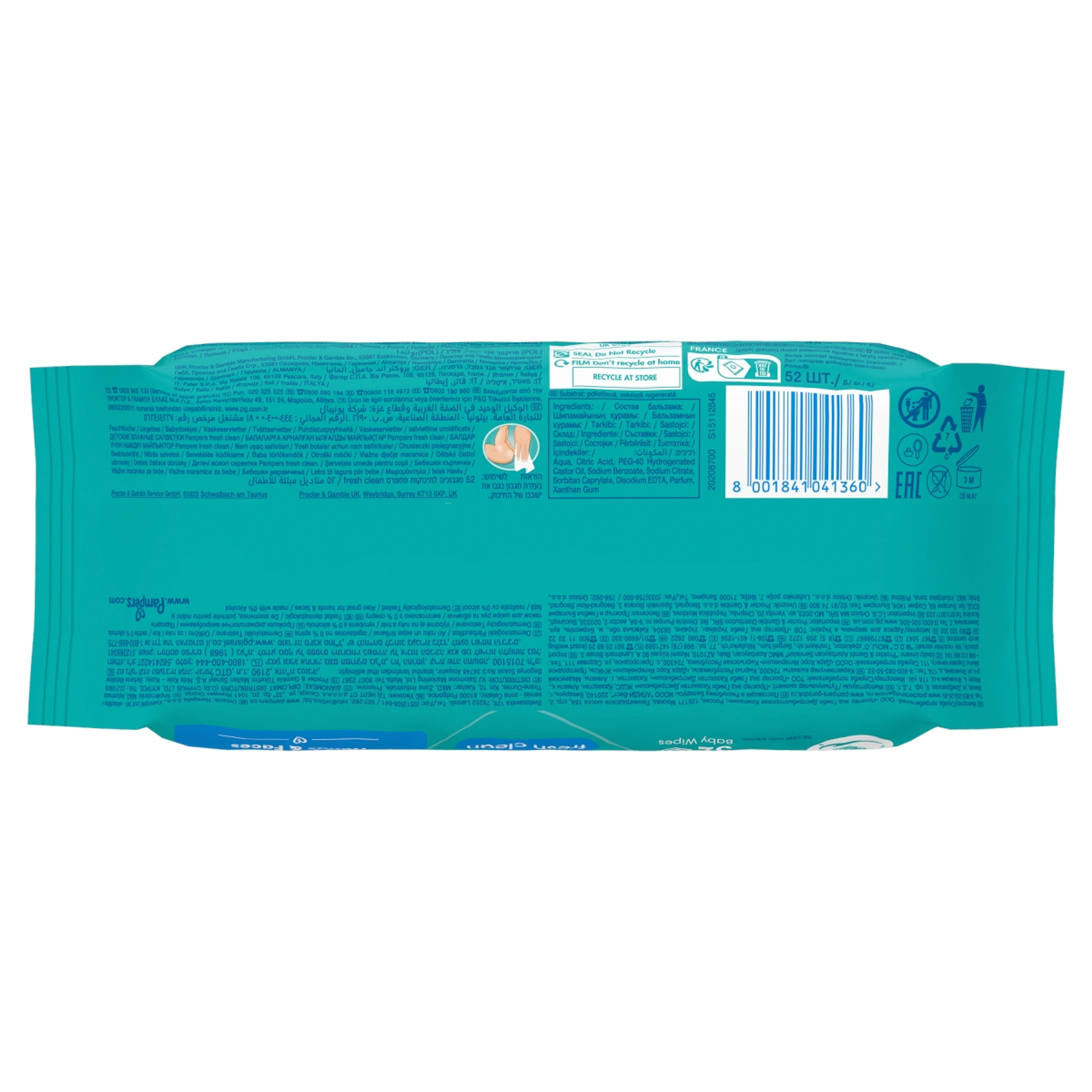 Pampers fresh clean törlőkendő - 52 db-2