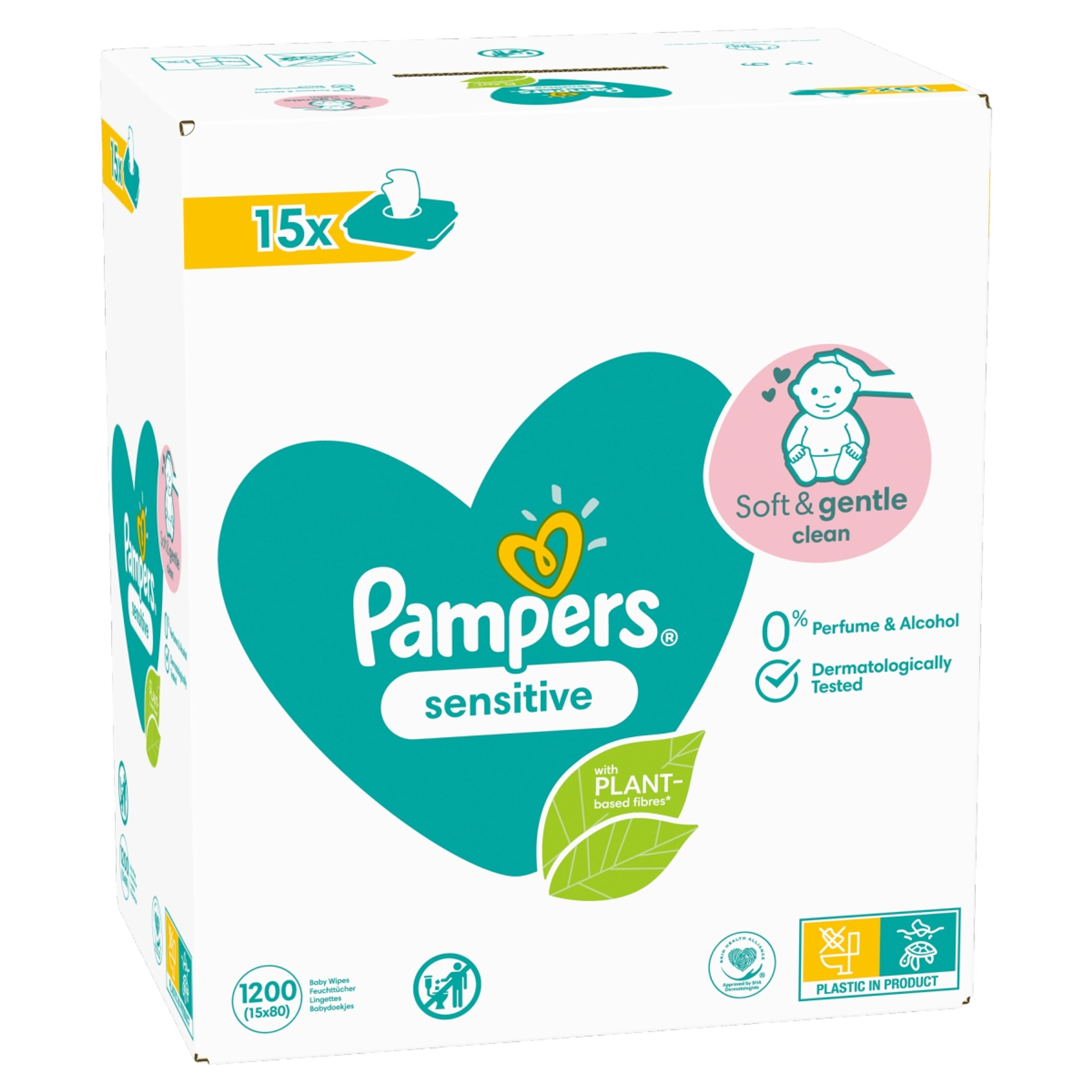 Pampers Sensitive törlőkendő (15x80 db) - 1200 db-2