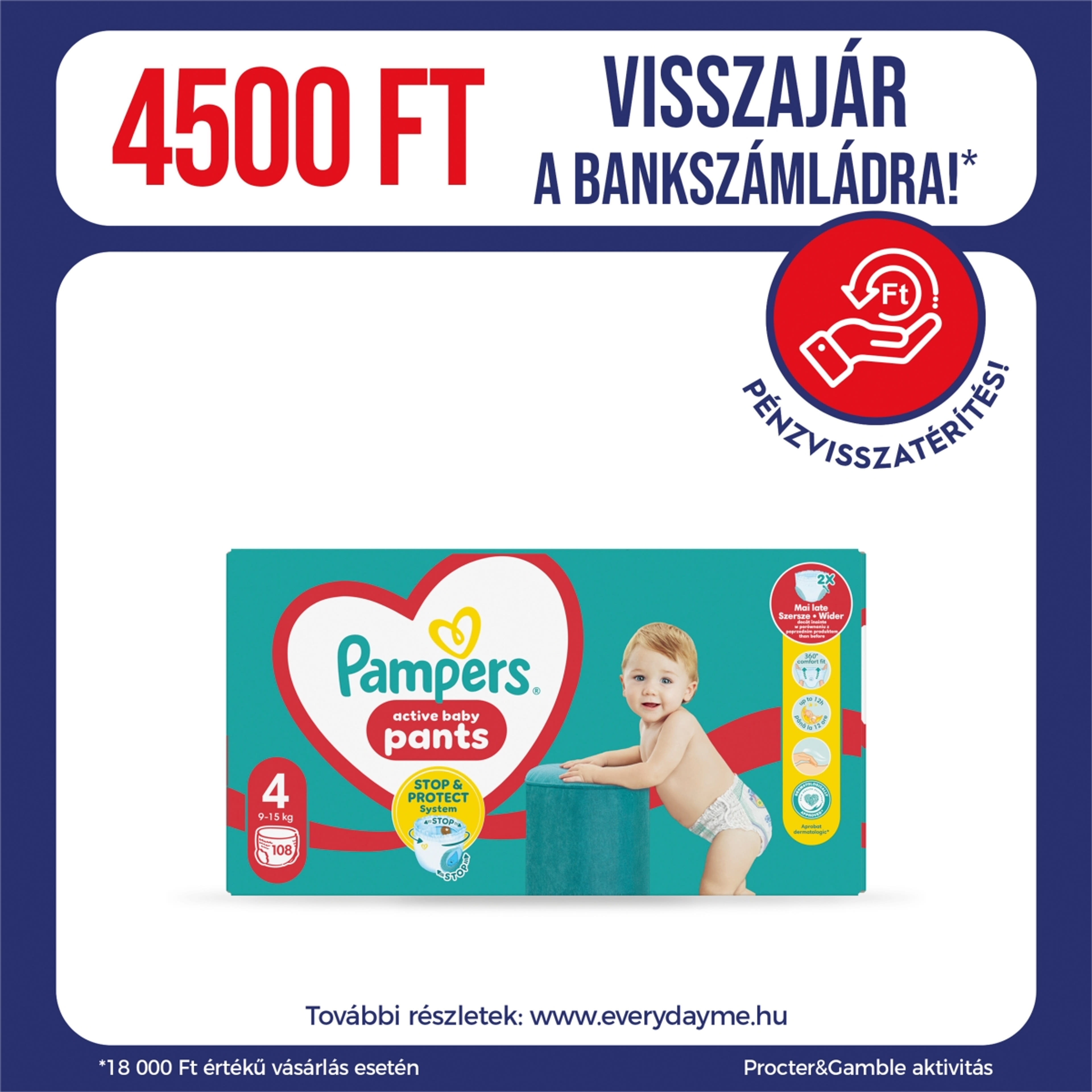 Pampers Pants bugyipelenka Mega Pack+ 4-es 9-15 kg - 108 db