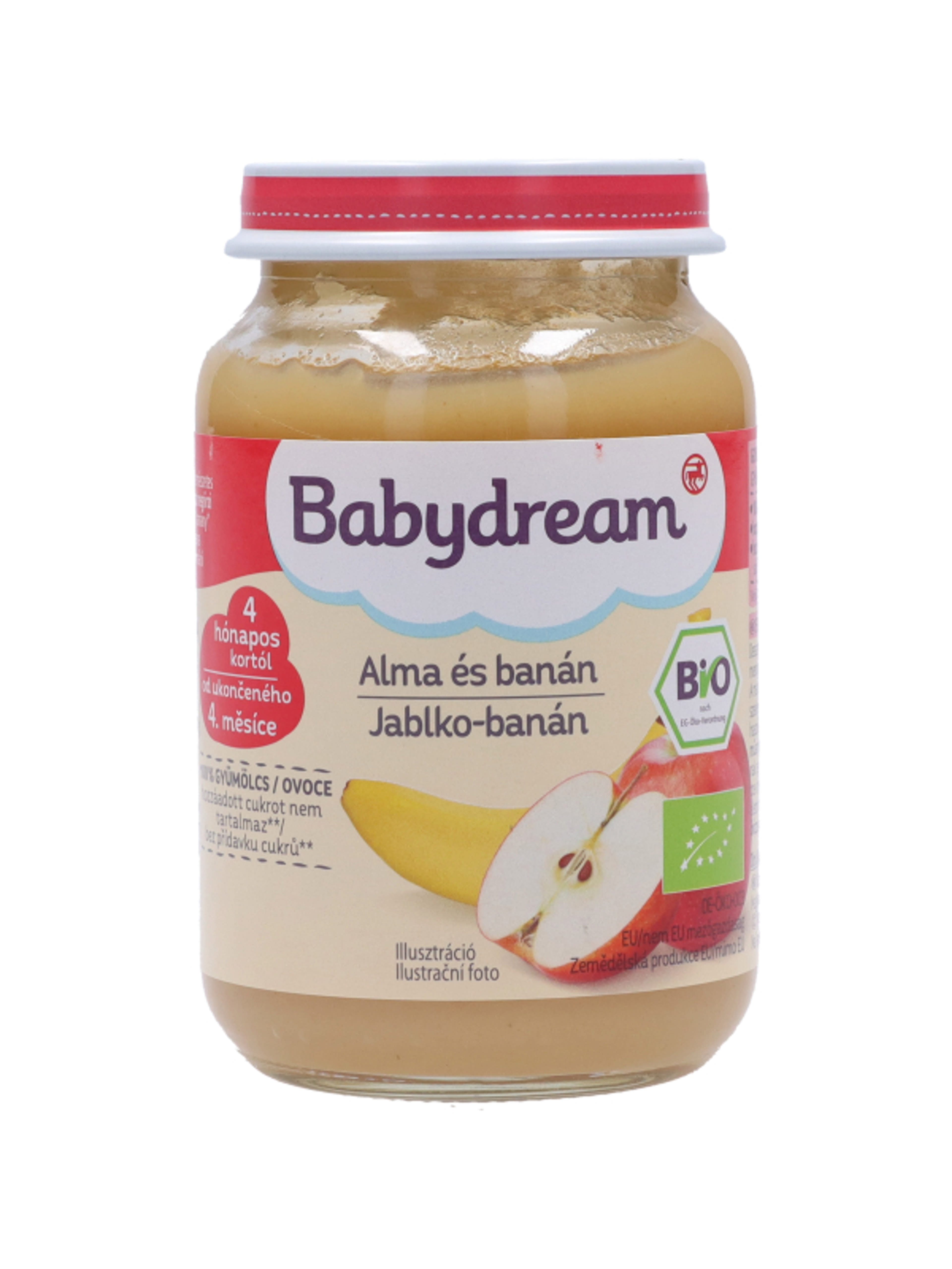 Babydream Bébiétel 100% Gyümölcstartalom Banán Alma 4 Hónapos Kortól - 190 g-1