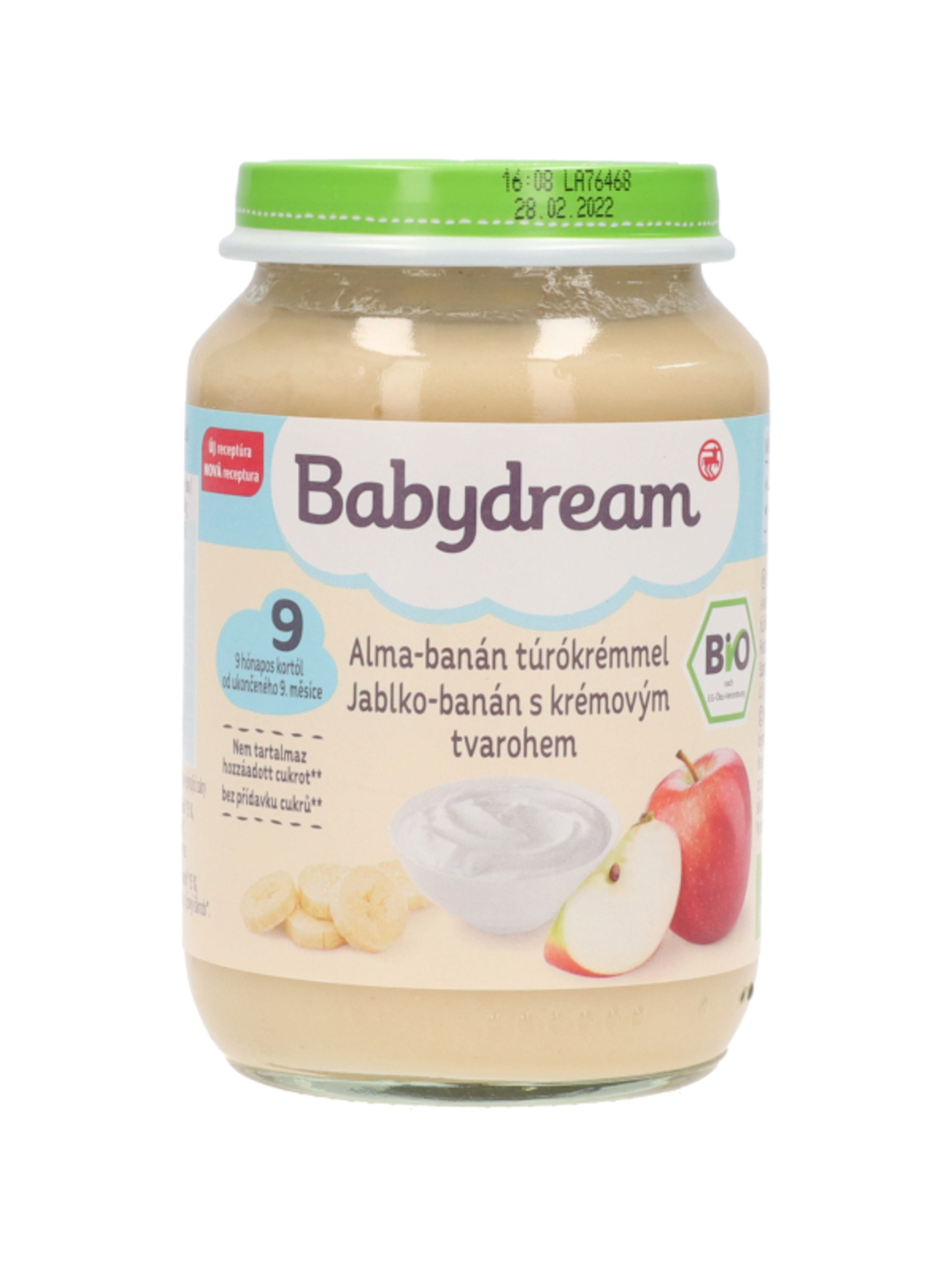 Babydream Bio Bébiétel Alma- Banán Túrókrémmel 9 Hónapos Kortól - 190 g-1