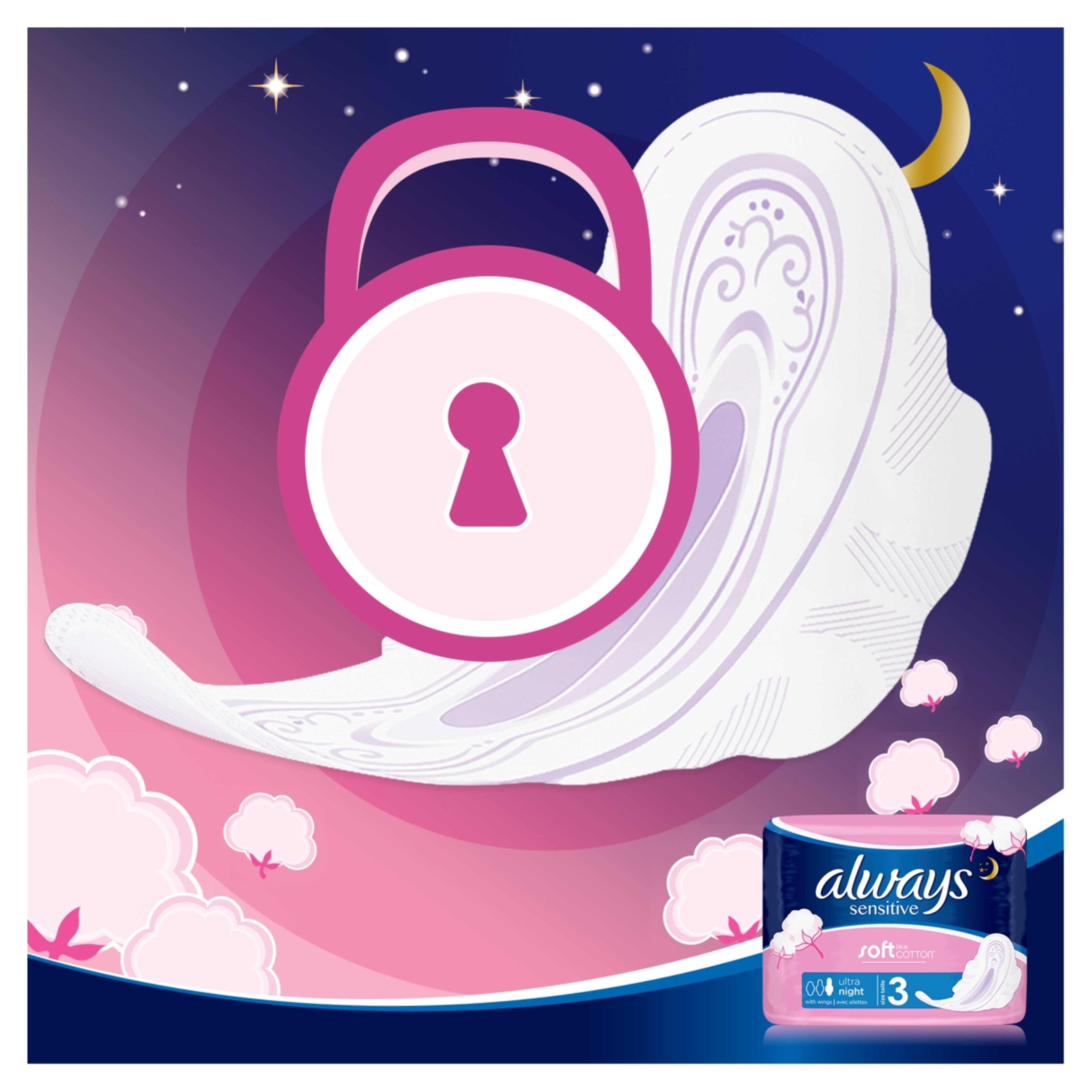 Always Sensitive Ultra Night intim betét - 14 db-5