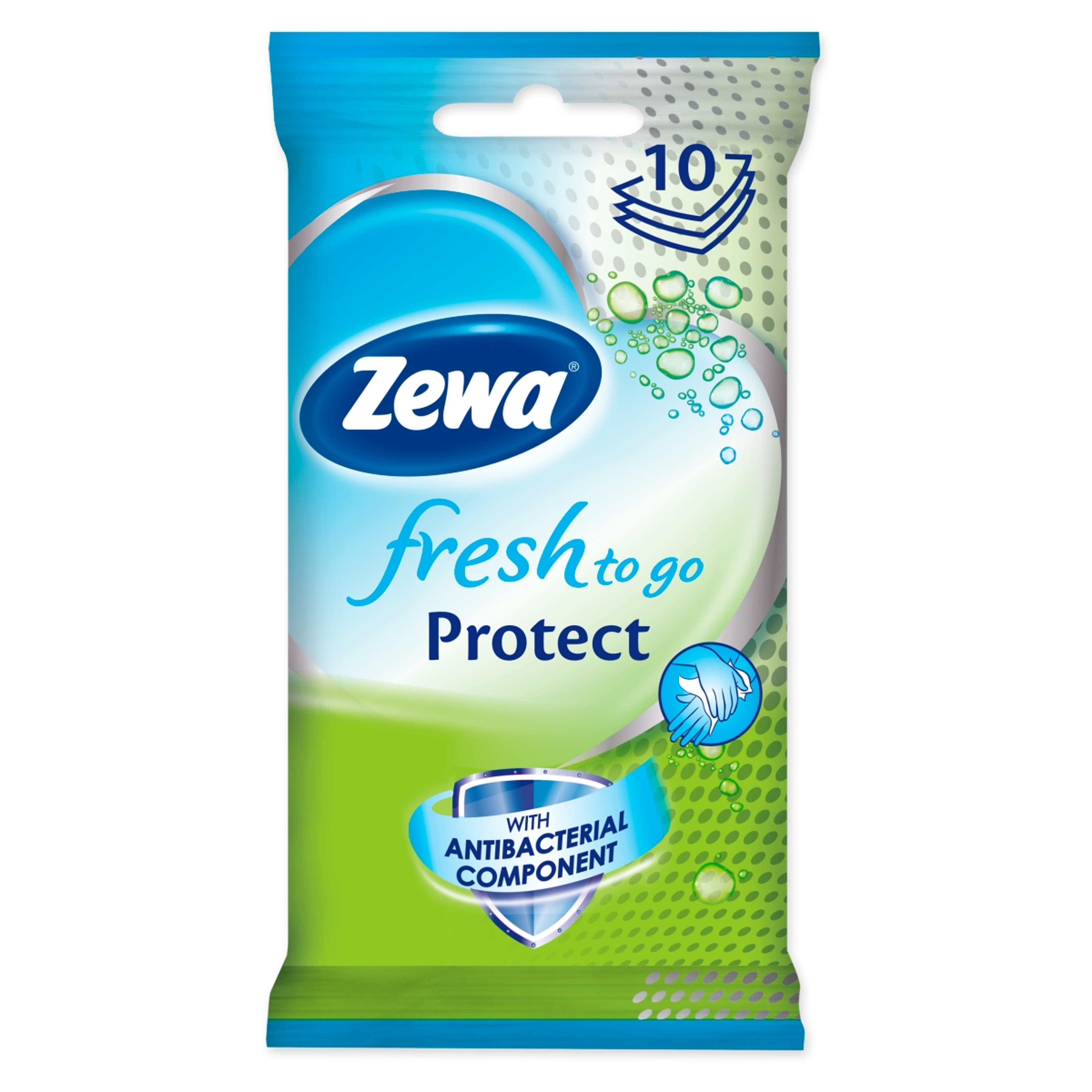 Zewa fresh to go nedves kéz-és arctörlő protect - 10 db-3