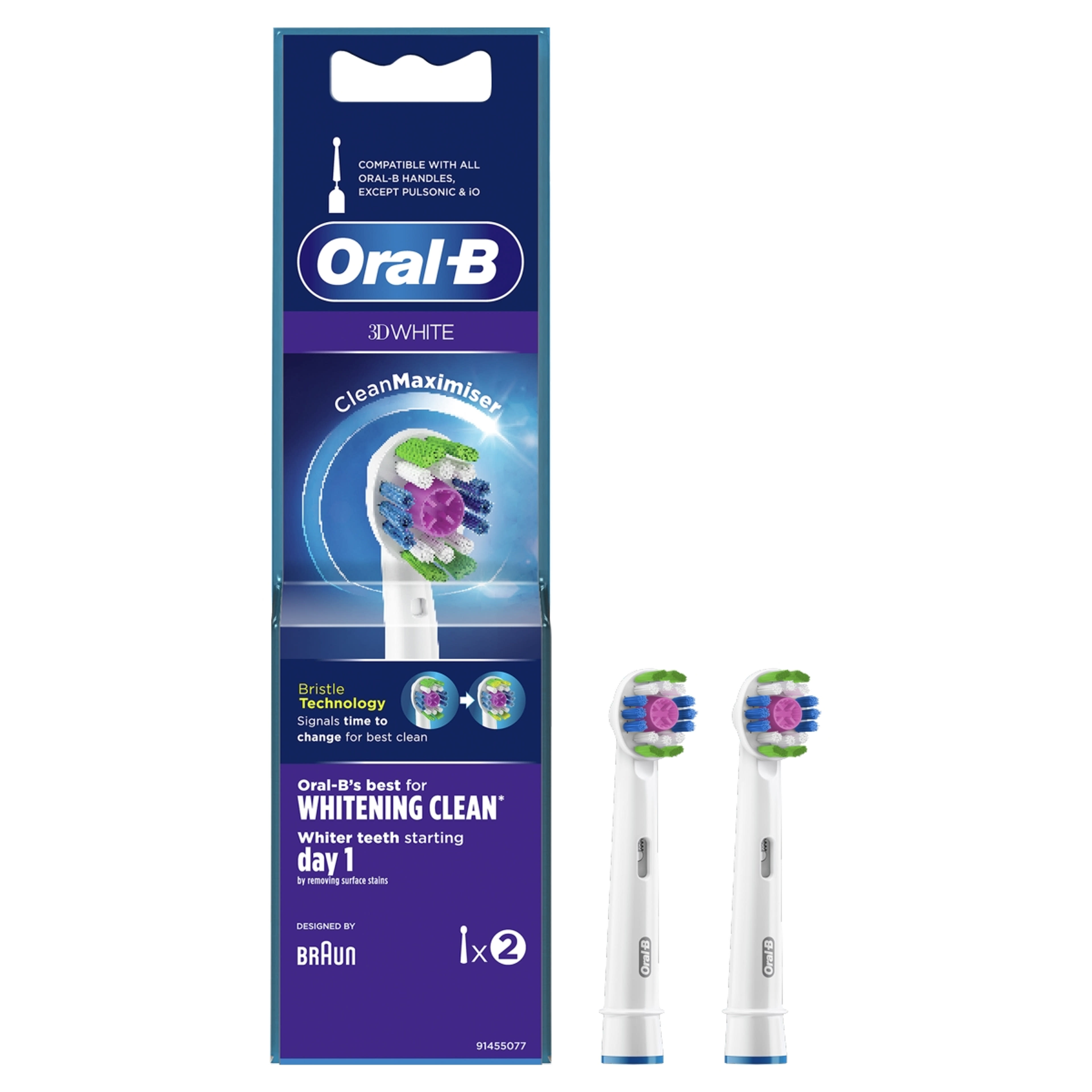 Oral-B 3D White elektromos fogkefe fótfej - 2 db-2