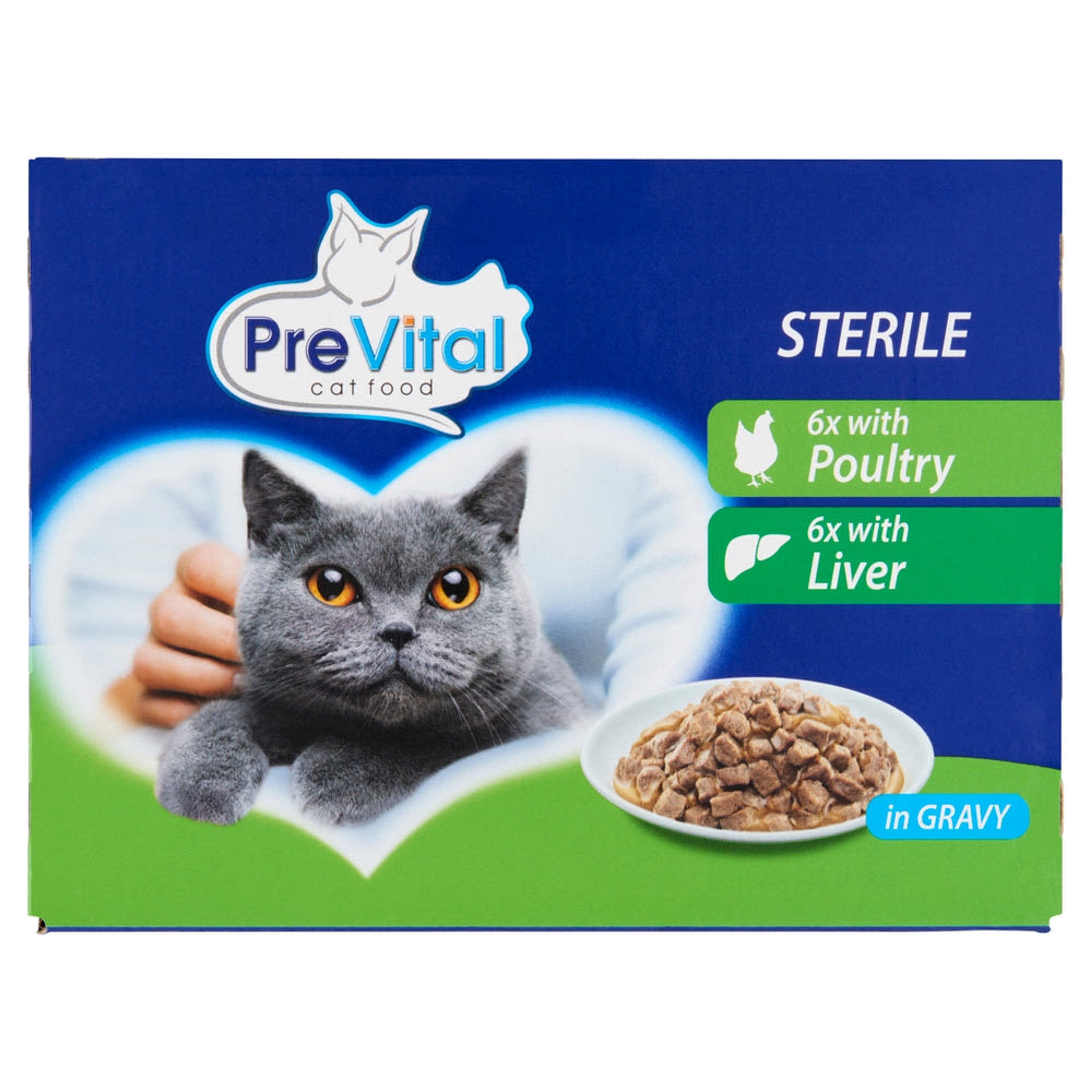 PreVital nedves macskaeledel steril macskáknak vegyes ízben szószban alutasakos macskatáp 12x100g - 1200 g