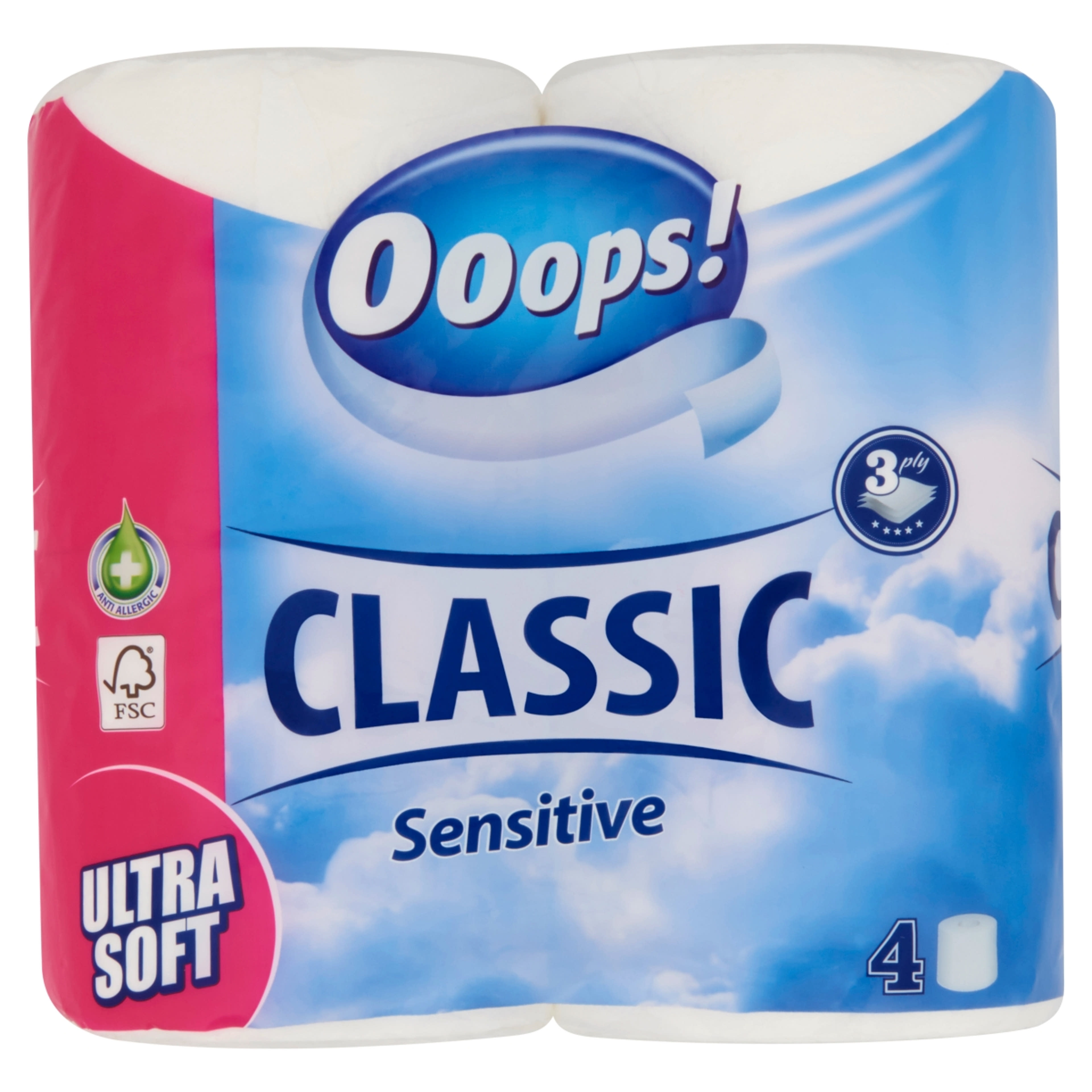 Ooops! toalettpapír classic sensitive 3 rétegu - 4 db-1