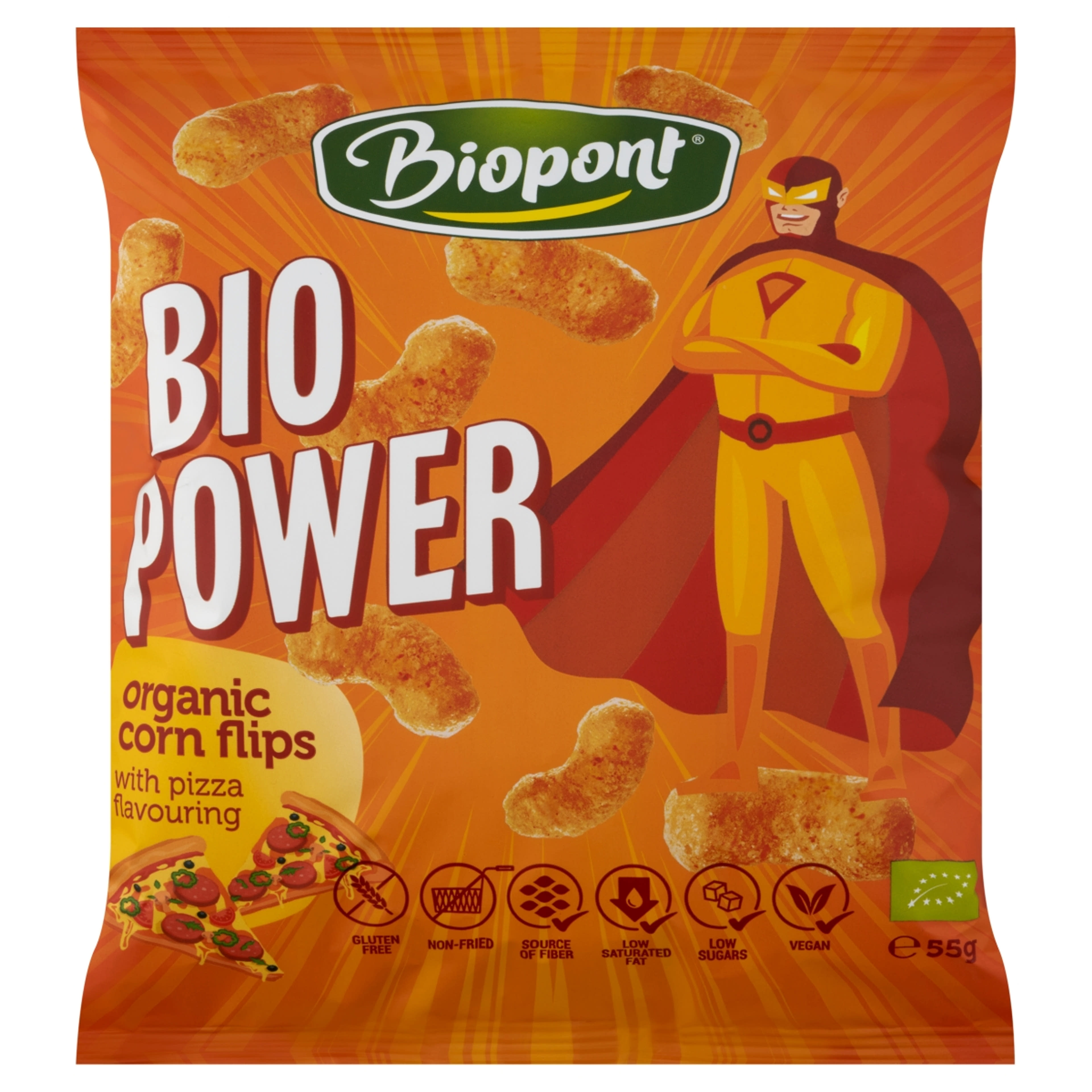 Biopont Bio Power Bio kukorica snack pizza ízesítéssel gluténmentes - 55 g-1