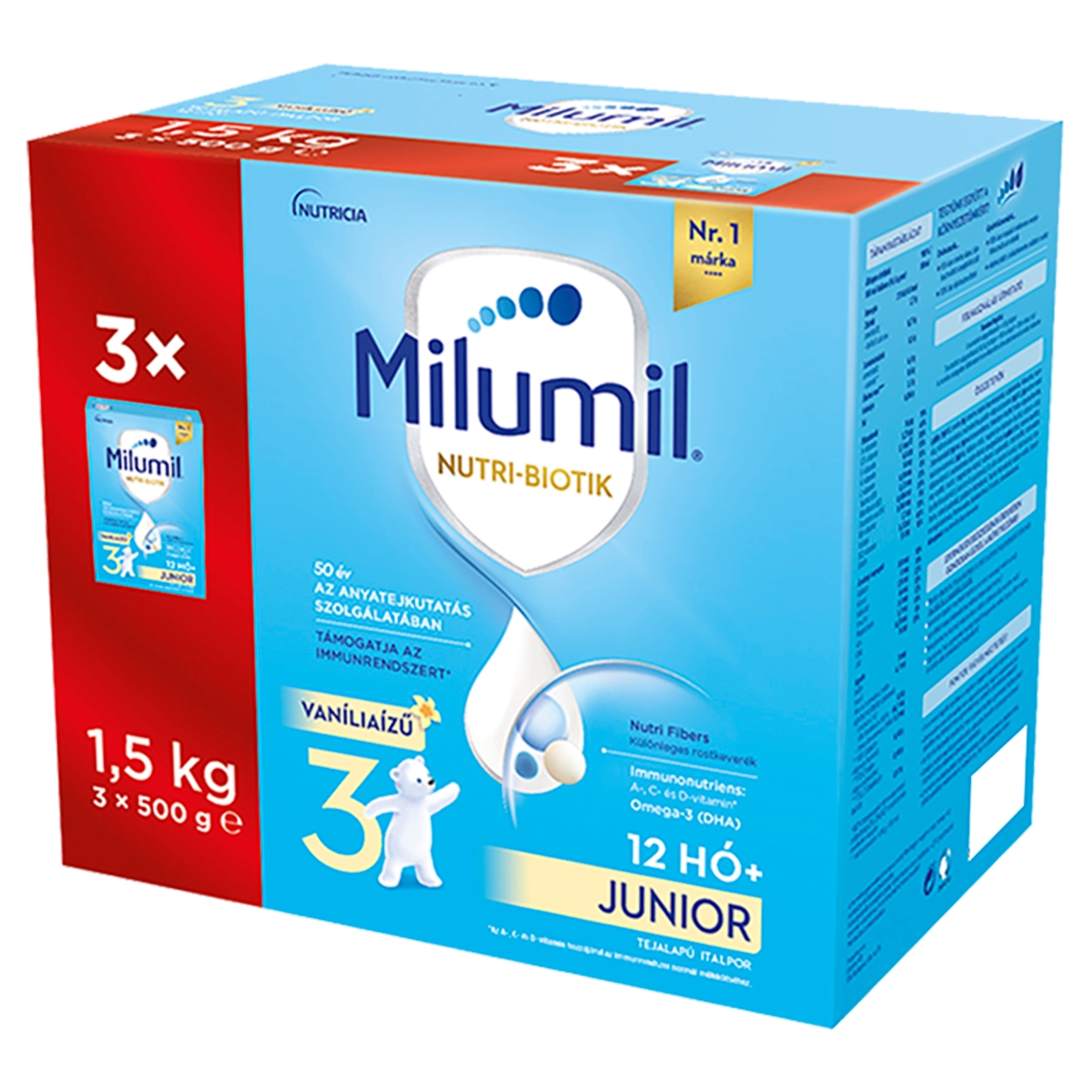 Milumil 3 Junior vanília ízű ital 12 hónapos kortól - 1500 g-2