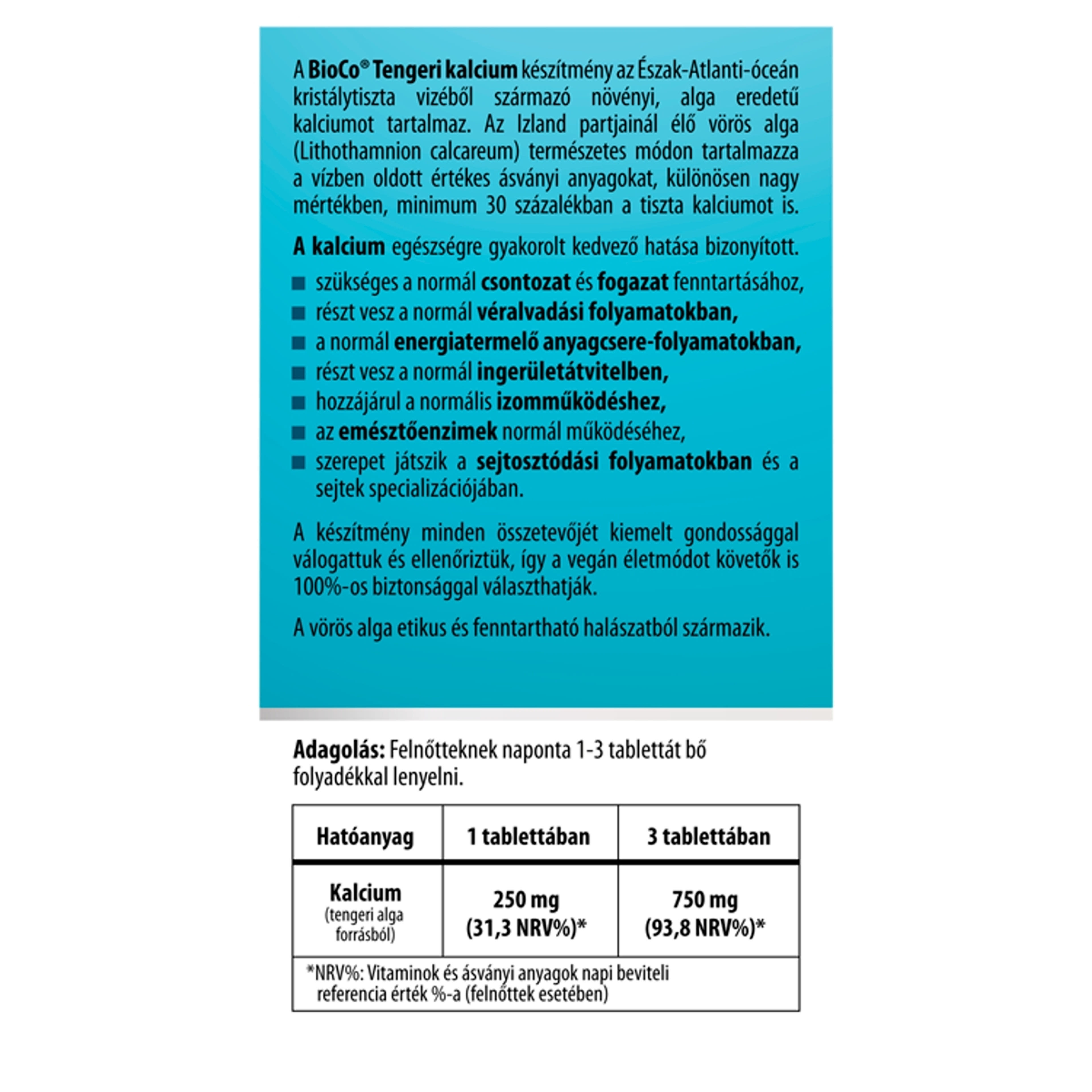 BioCo tengeri kalcium étrend-kiegészítő tabletta - 90 db-3