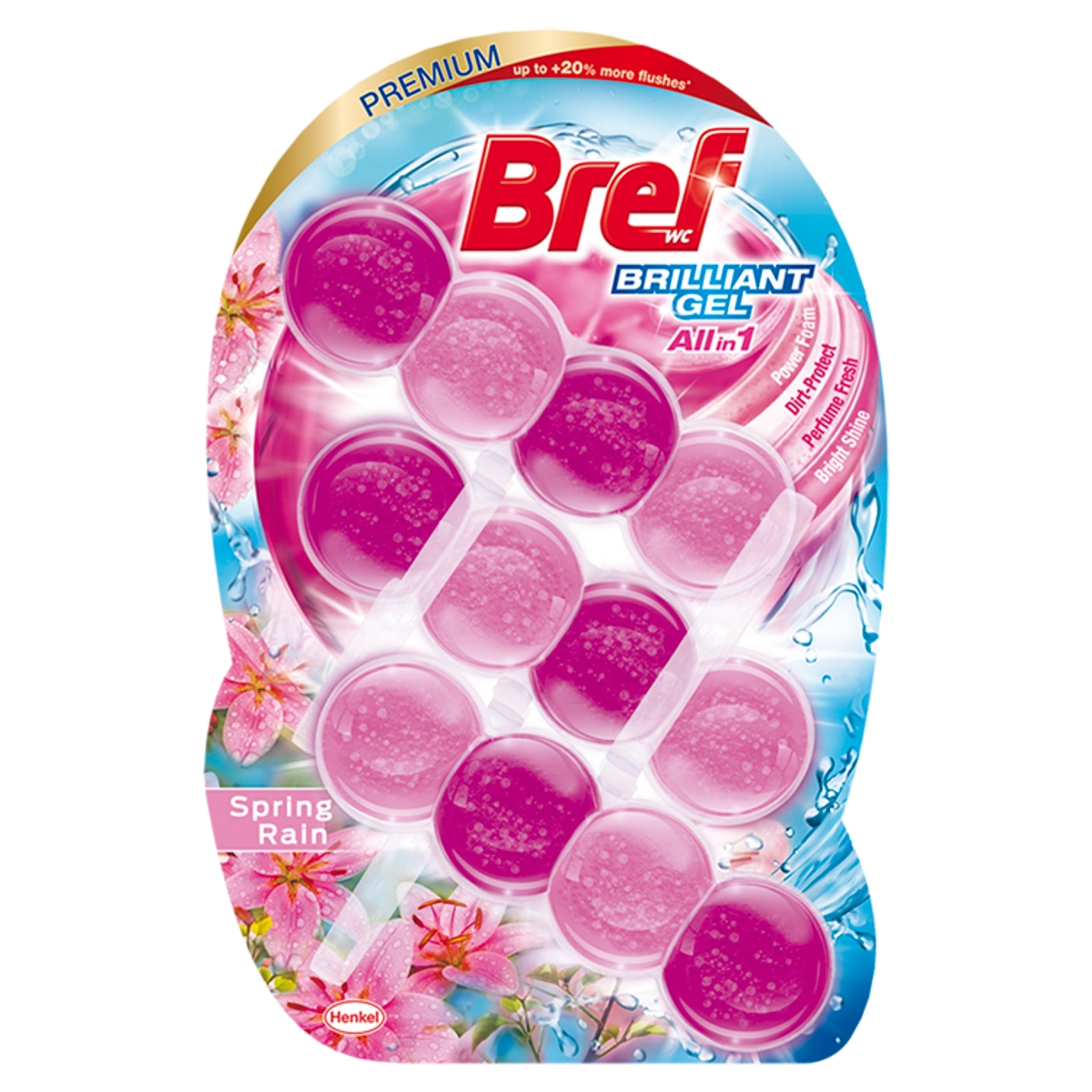 Bref Brilliant Gel Spring Rain WC illatosító (3x42 g) - 126 g
