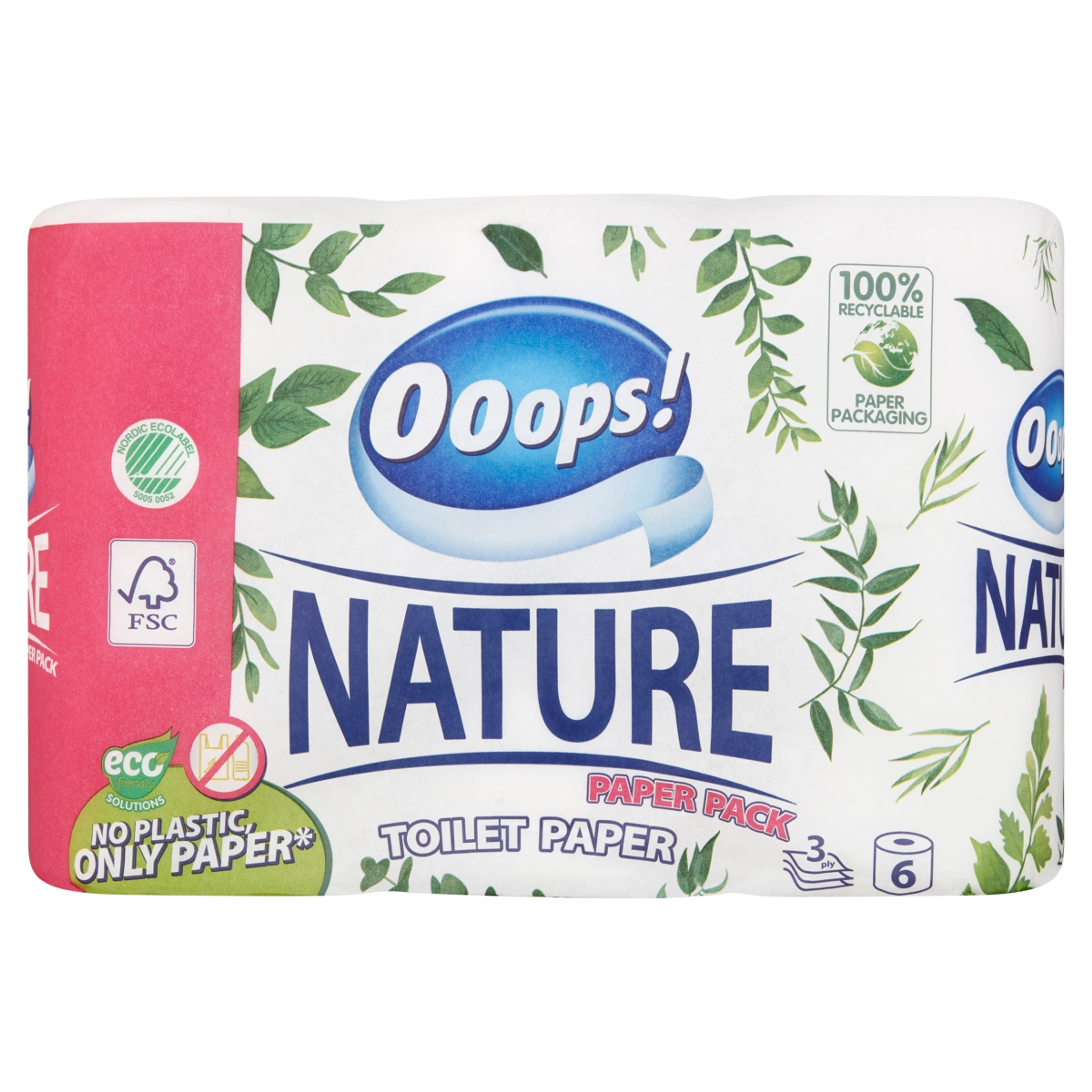Ooops! Nature Toalettpapír 3 rétegű - 6 db