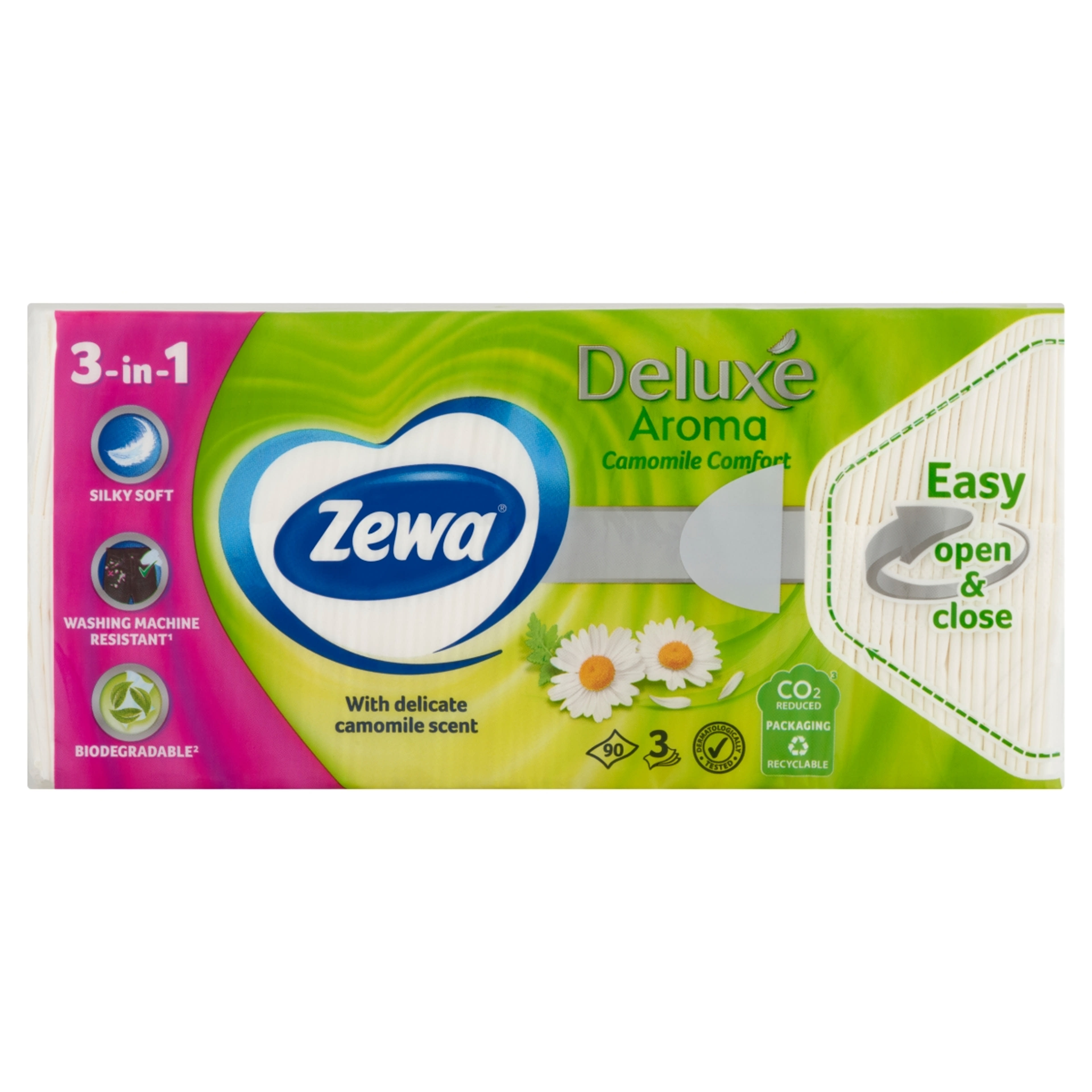 Zewa Deluxe Camomile 3 Rétegű Kamilla Illatú Papírzsebkendő - 90 db