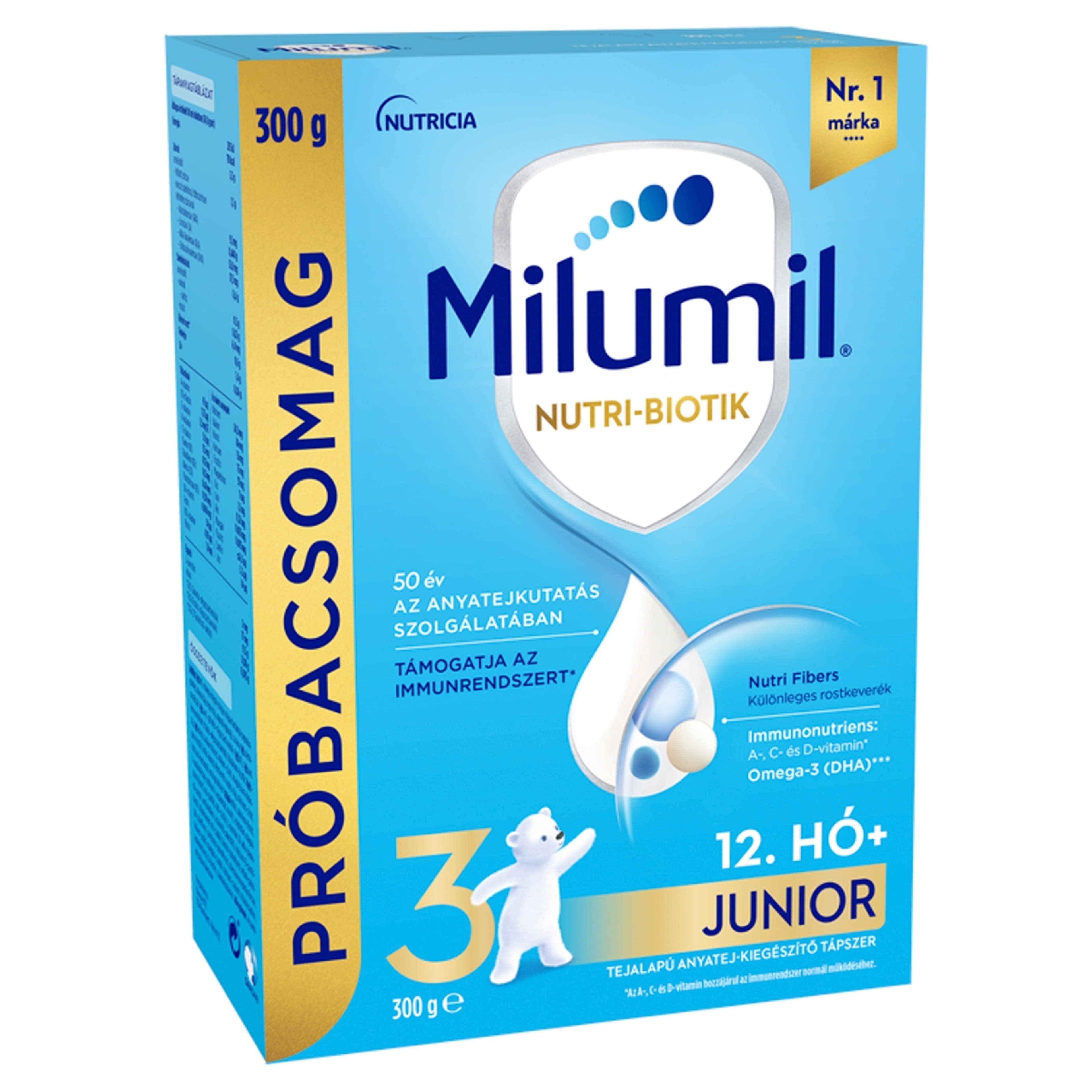 Milumil Nutri-Biotik 3 Junior tejalapú anyatej-kiegészítő tápszer 12.hónapos kortól - 300 g
