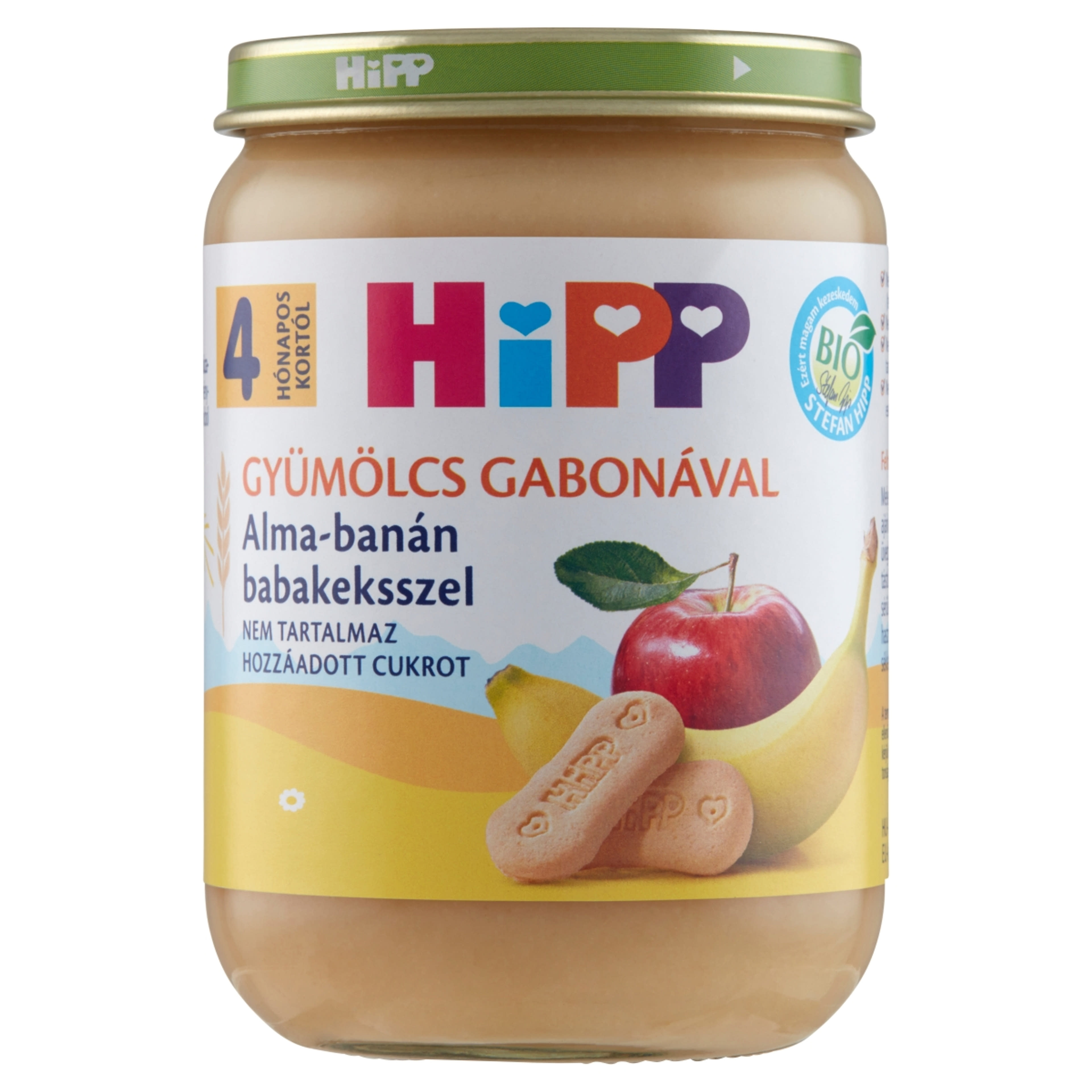 Hipp Bio Bébiétel Alma- Banán- Babakeksz Ízesítéssel 4 Hónapos Kortól - 190 g-1