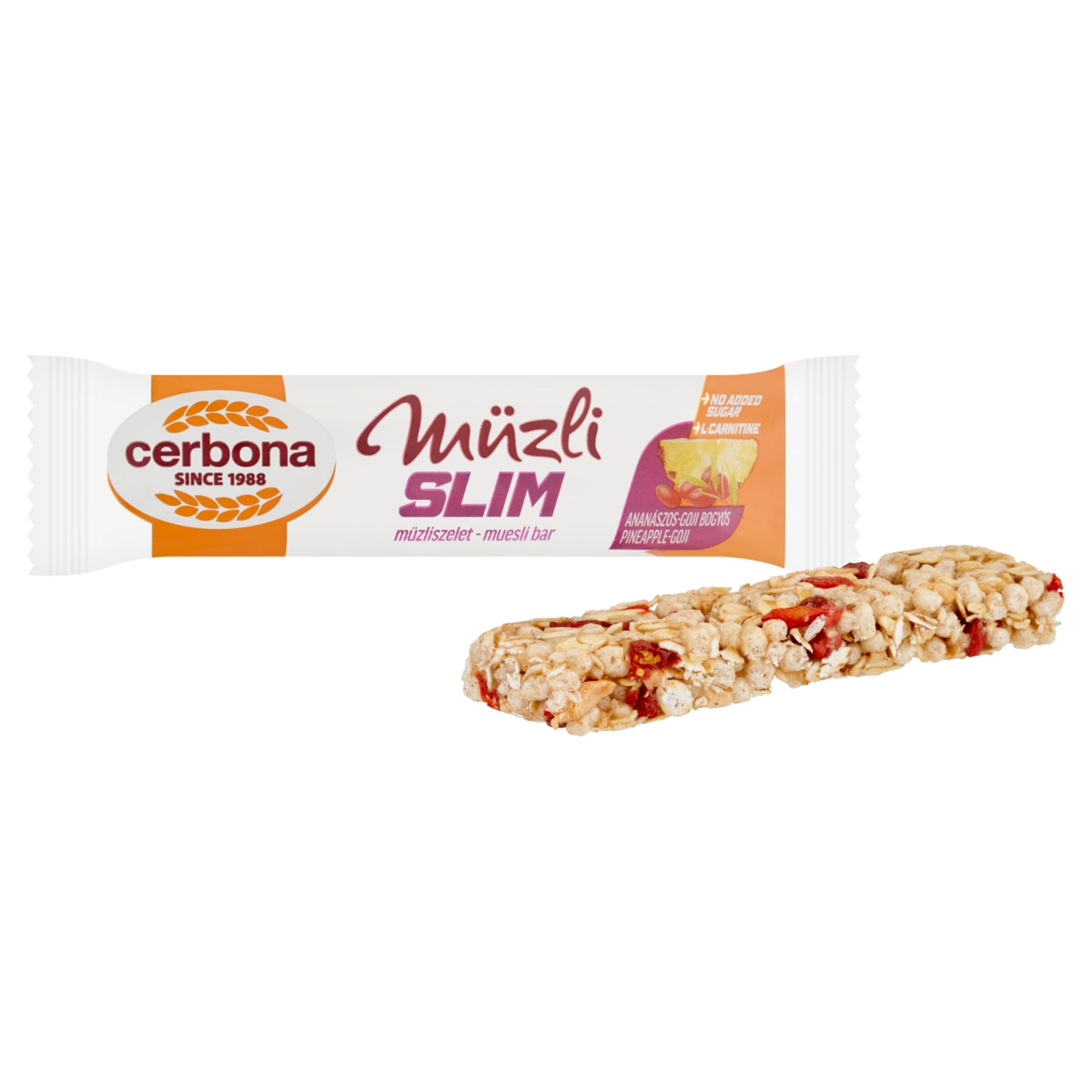 Cerbona Sport Slim ananászos-goji bogyós müzliszelet cukor hozzáadása nélkül, édesítőszerrel - 35 g-2