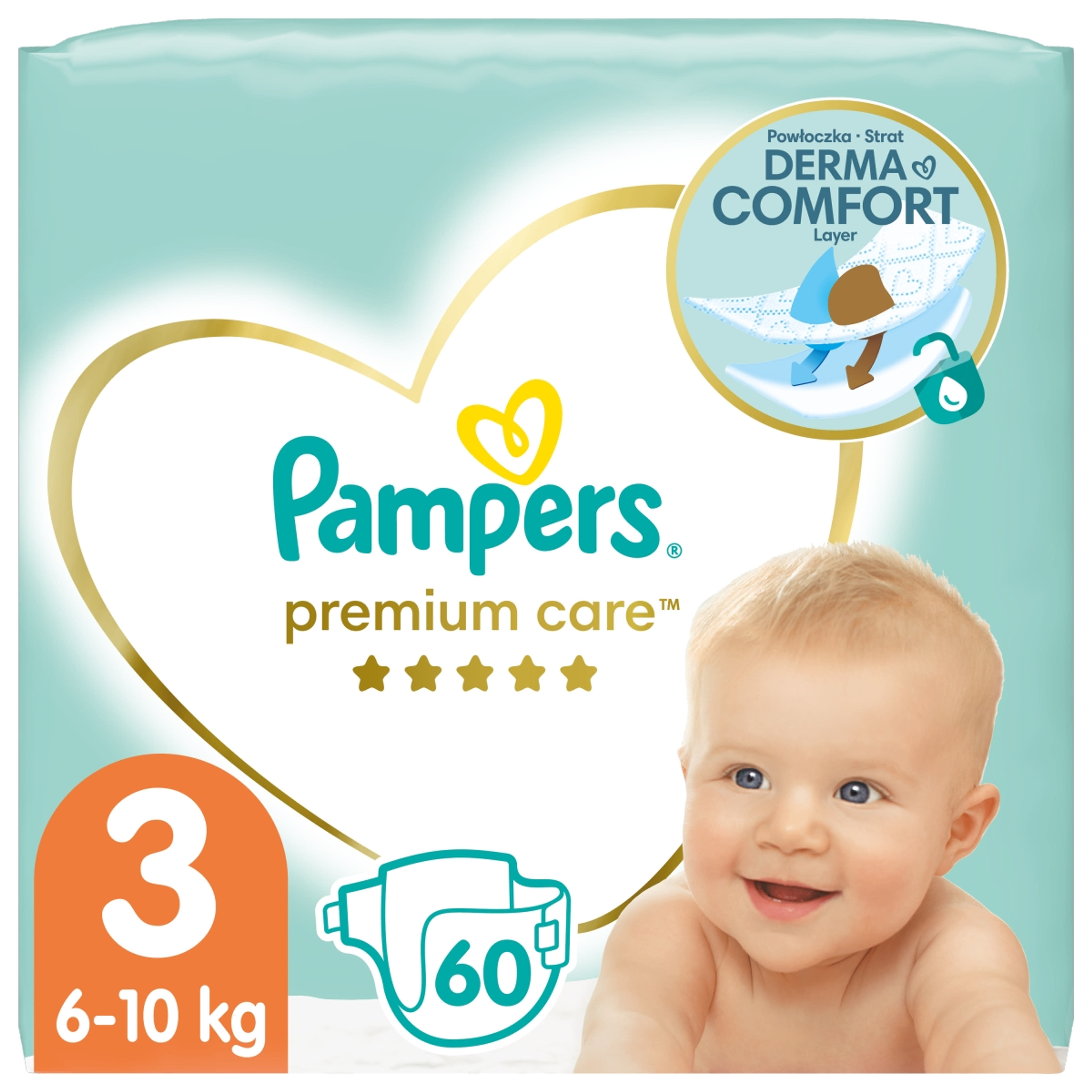 Pampers Premium Care Nappy pelenka 3-as méret 2x60 db, 6kg-10kg + törlőkendővel - 1 db-9