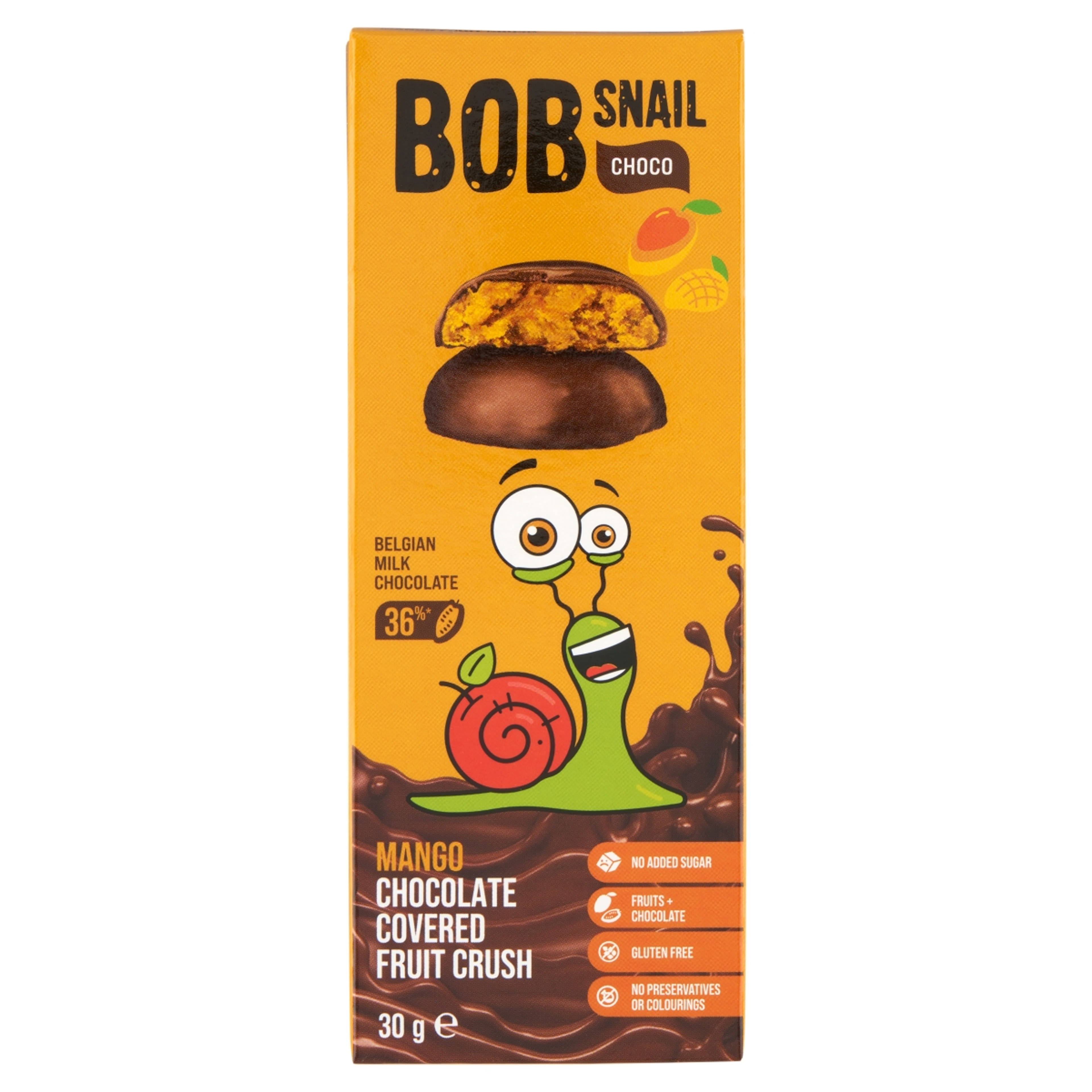 Bob Snail gyümölcs snack tejcsokoládé, mangó - 30 g