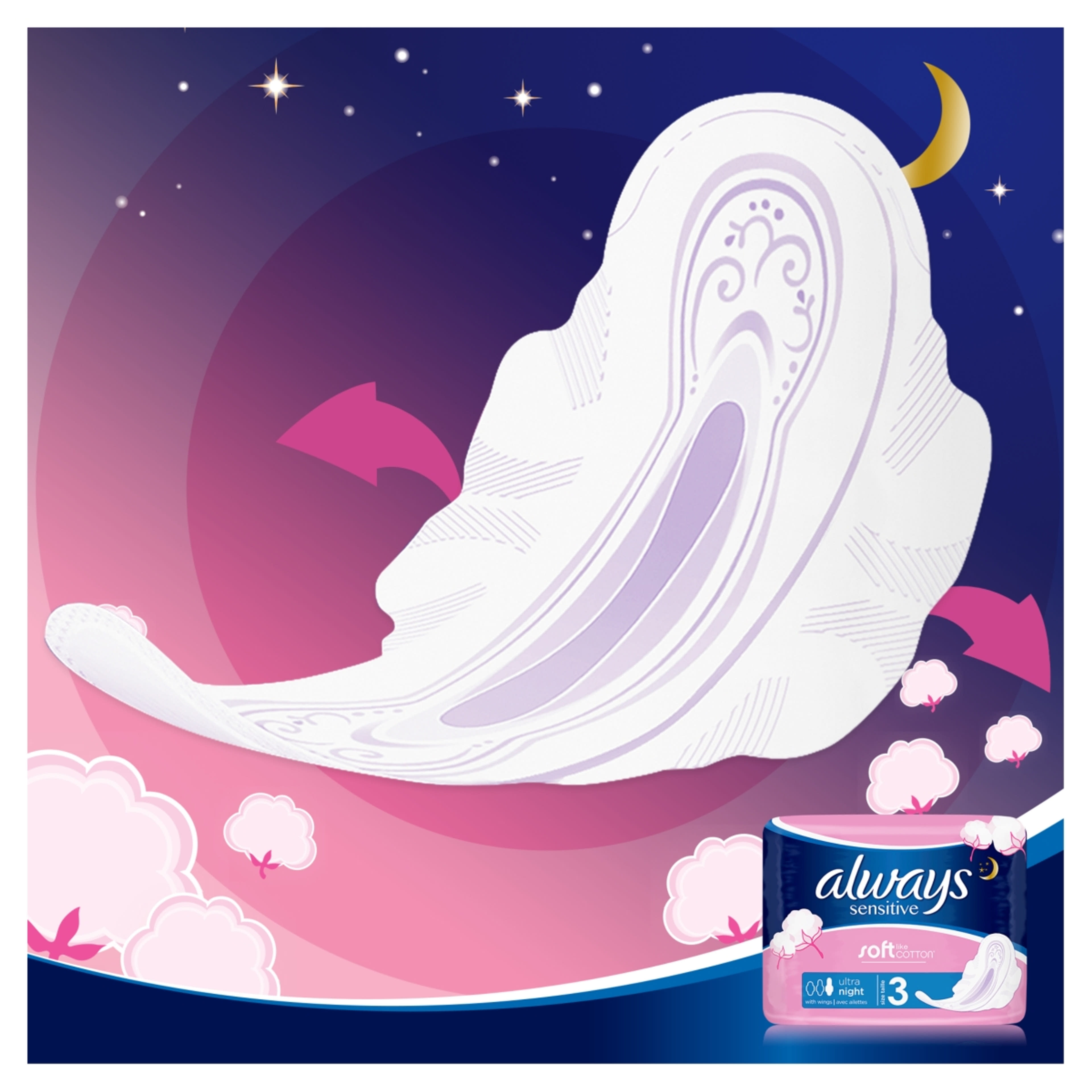 Always Sensitive Ultra Night intim betét - 14 db-4
