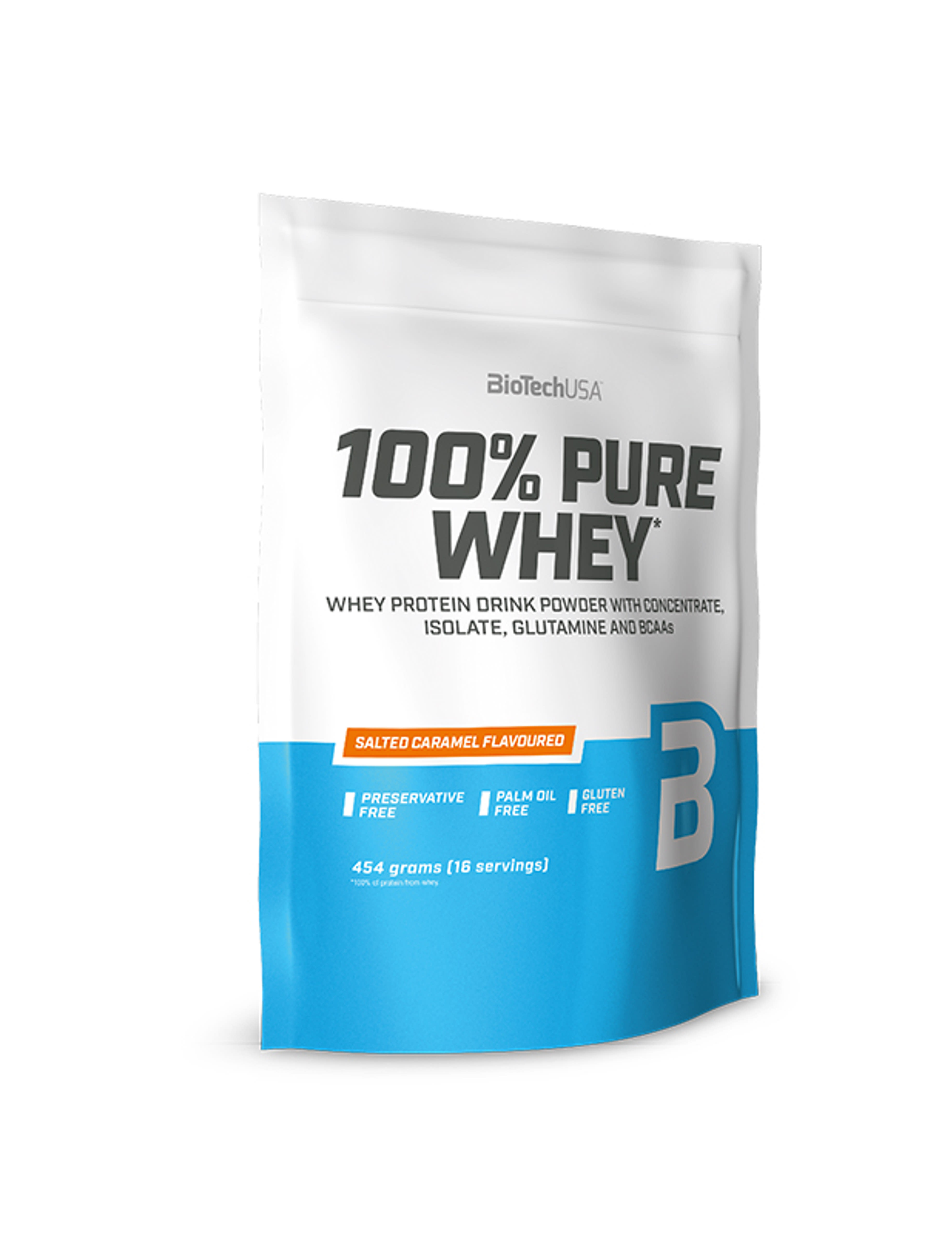 BioTechUSA 100% Pure Whey Sós Karamell ízű fehérjepor - 454 g-1